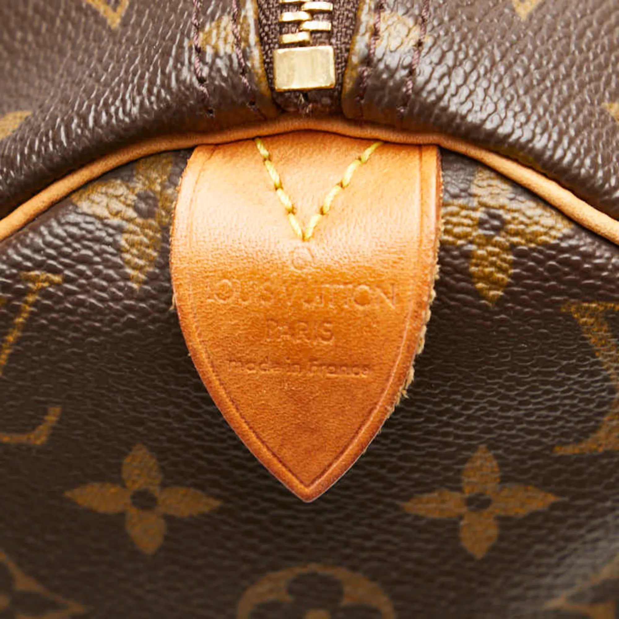 LOUIS VUITTON Brown Monogram Leather Speedy 30 Boston Bag