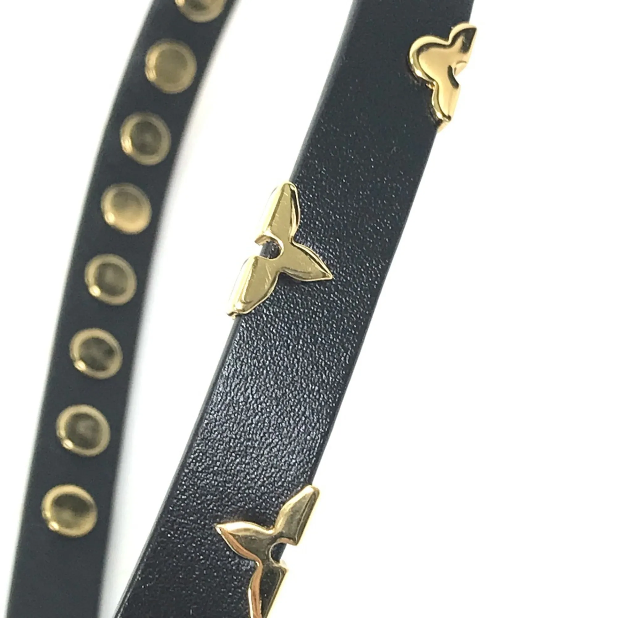 LOUIS VUITTON Black Monogram Leather Charm Bracelet