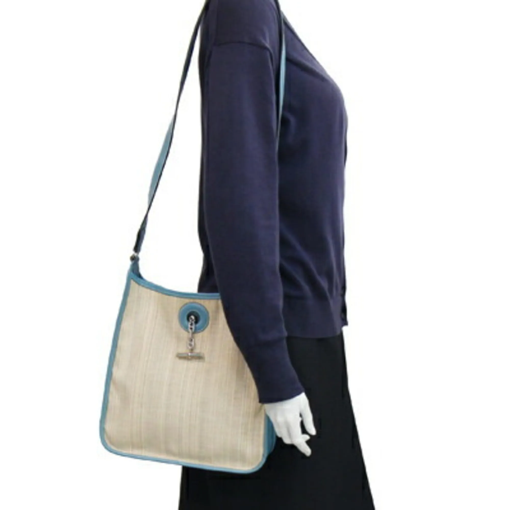 HERMES Blue Leather Shoulder Bag