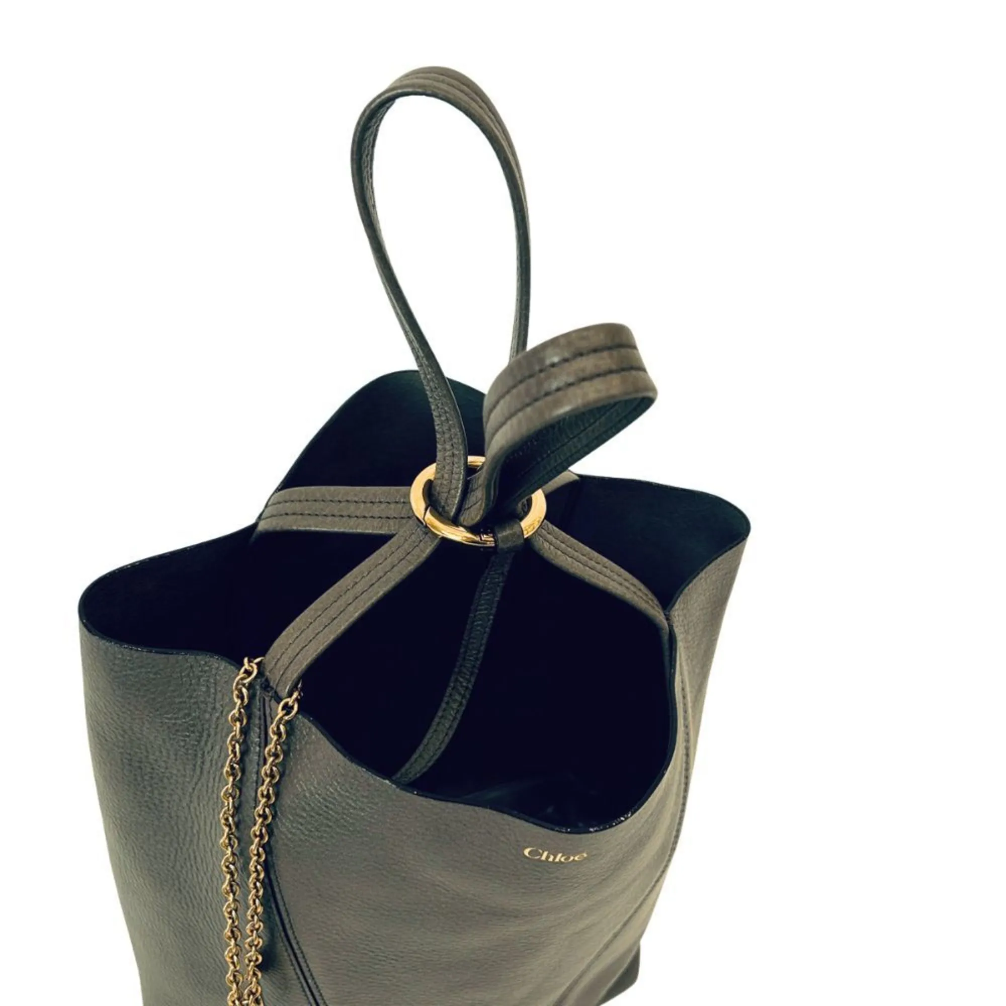 CHLOE Green Leather Tote Bag