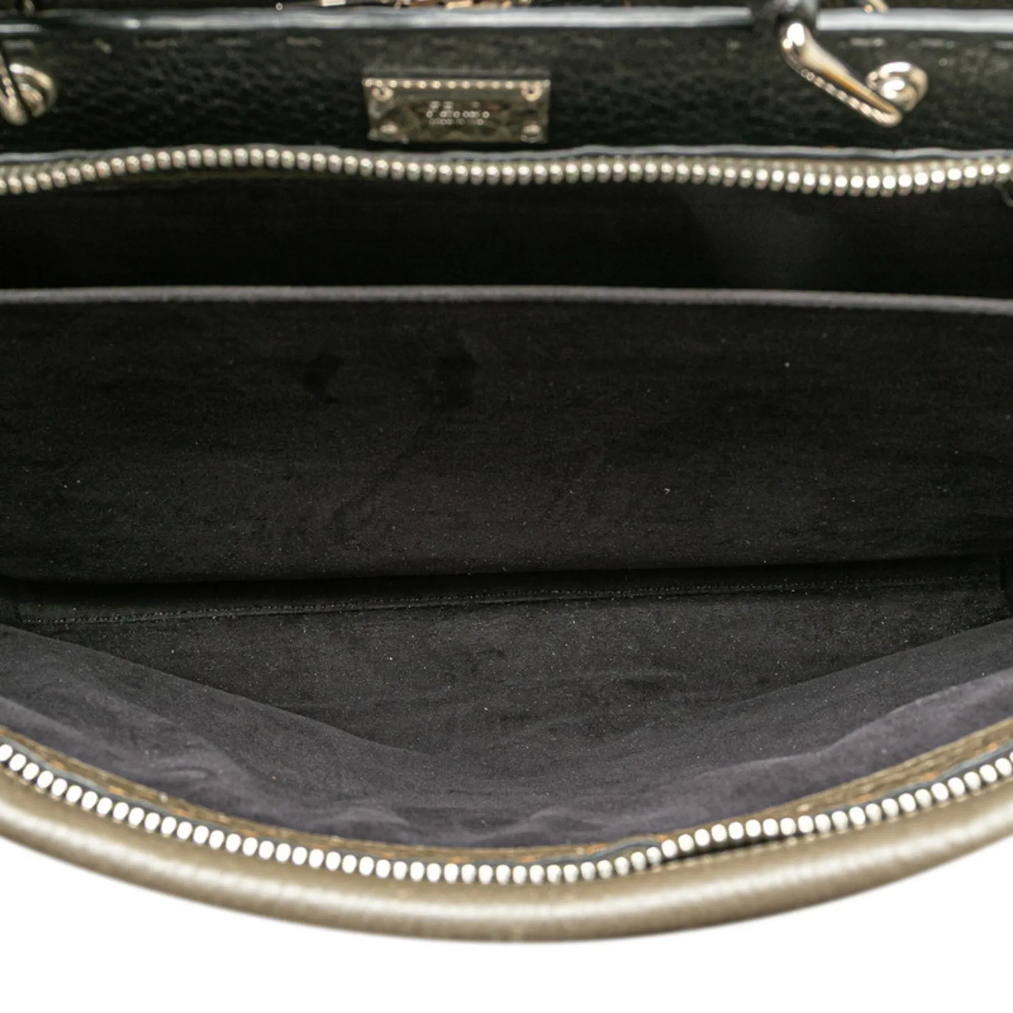 FENDI Green Leather Peekaboo Shoulder Bag
