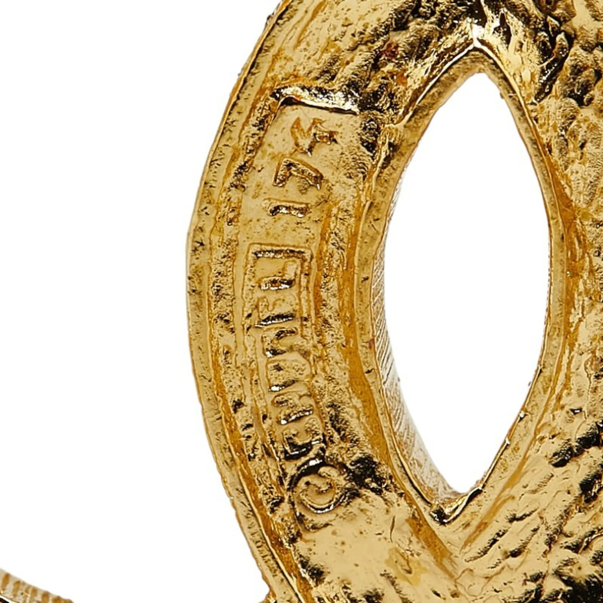 CHANEL Gold Logo Brooch