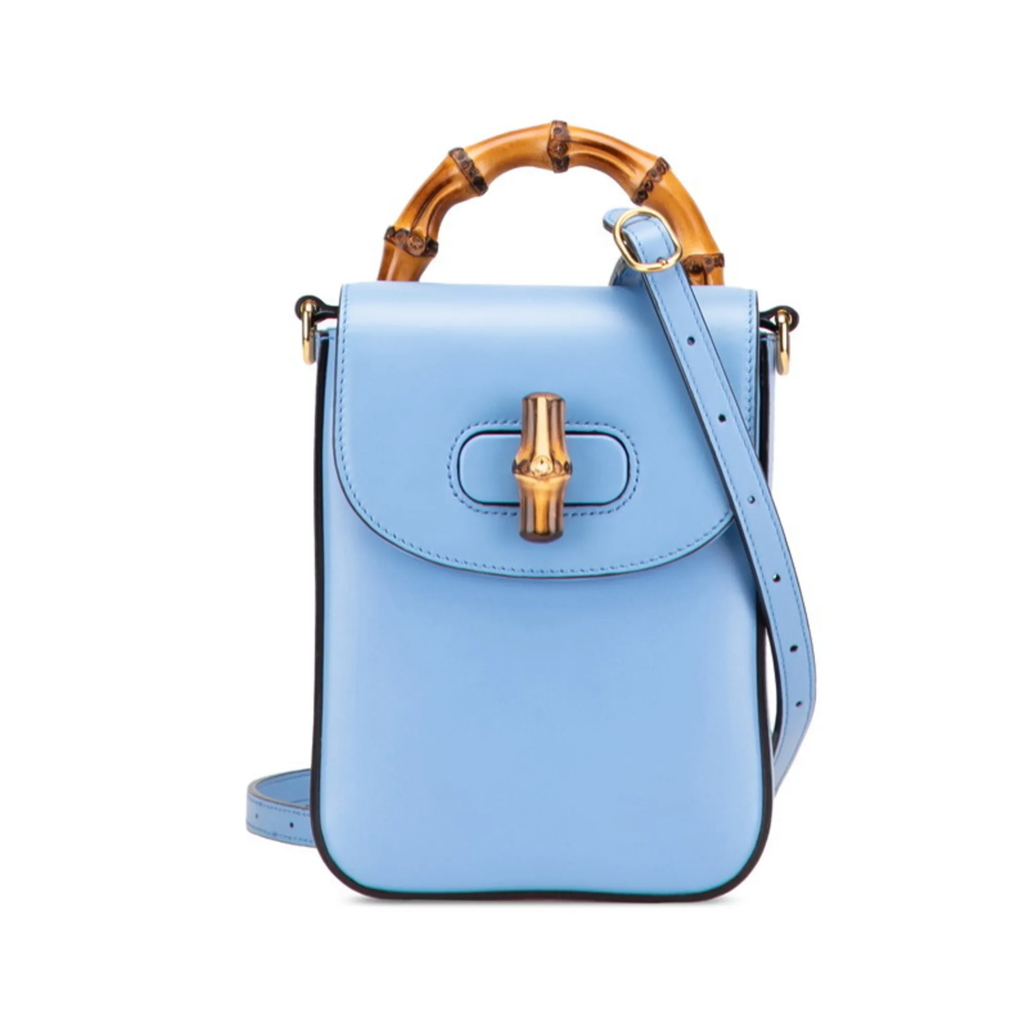 GUCCI Blue Leather Bamboo Backpack