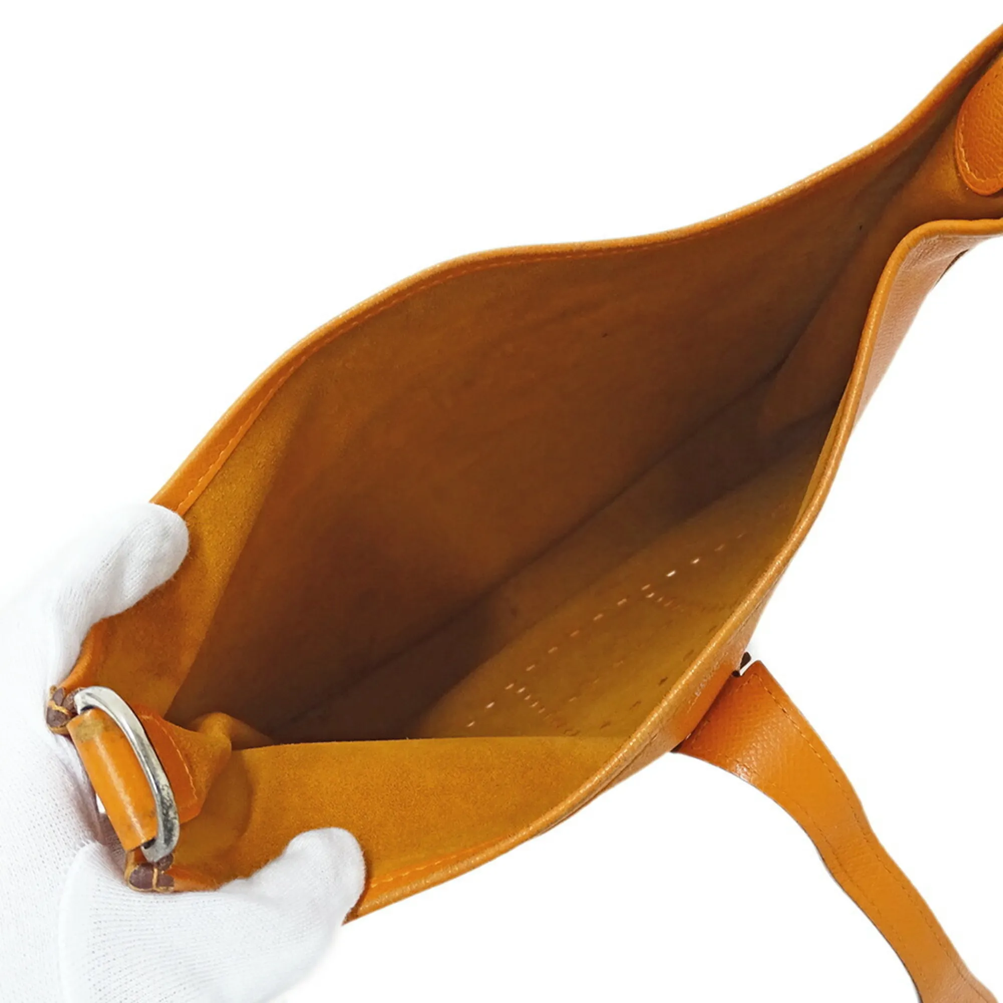 HERMES Orange Leather Shoulder Bag