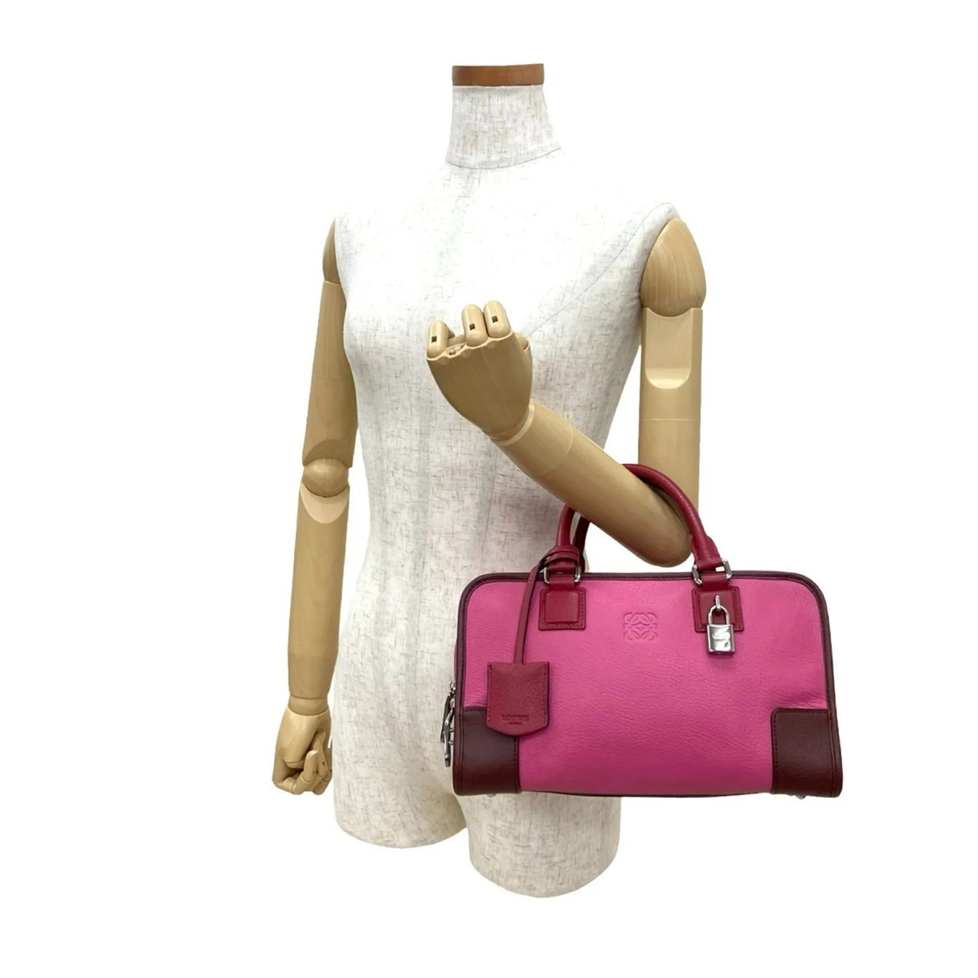 LOEWE Pink Leather Boston Bag