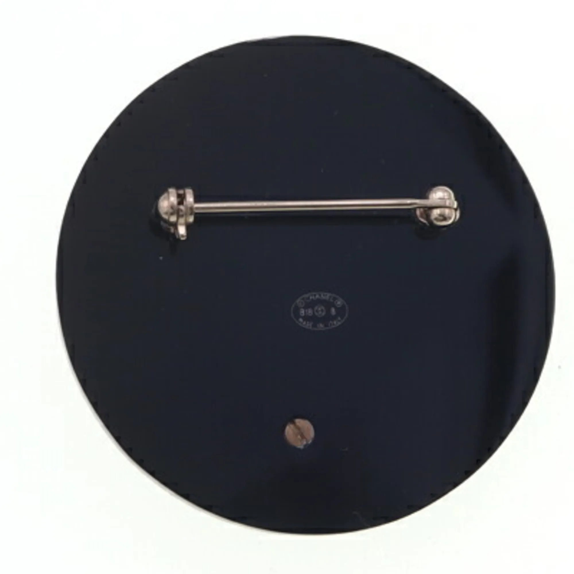 CHANEL Black Pearl Logo Brooch