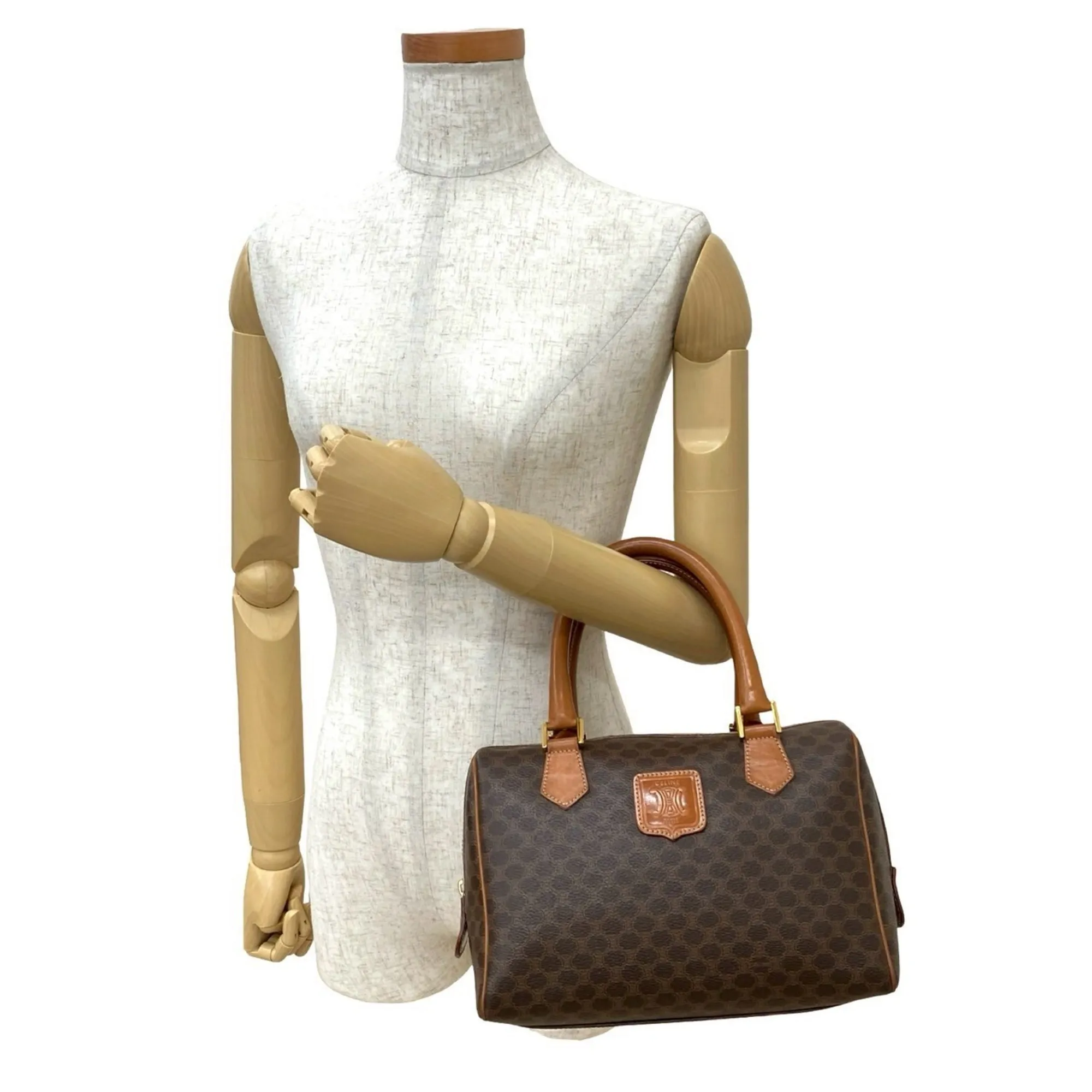 CELINE Brown Leather Boston Bag