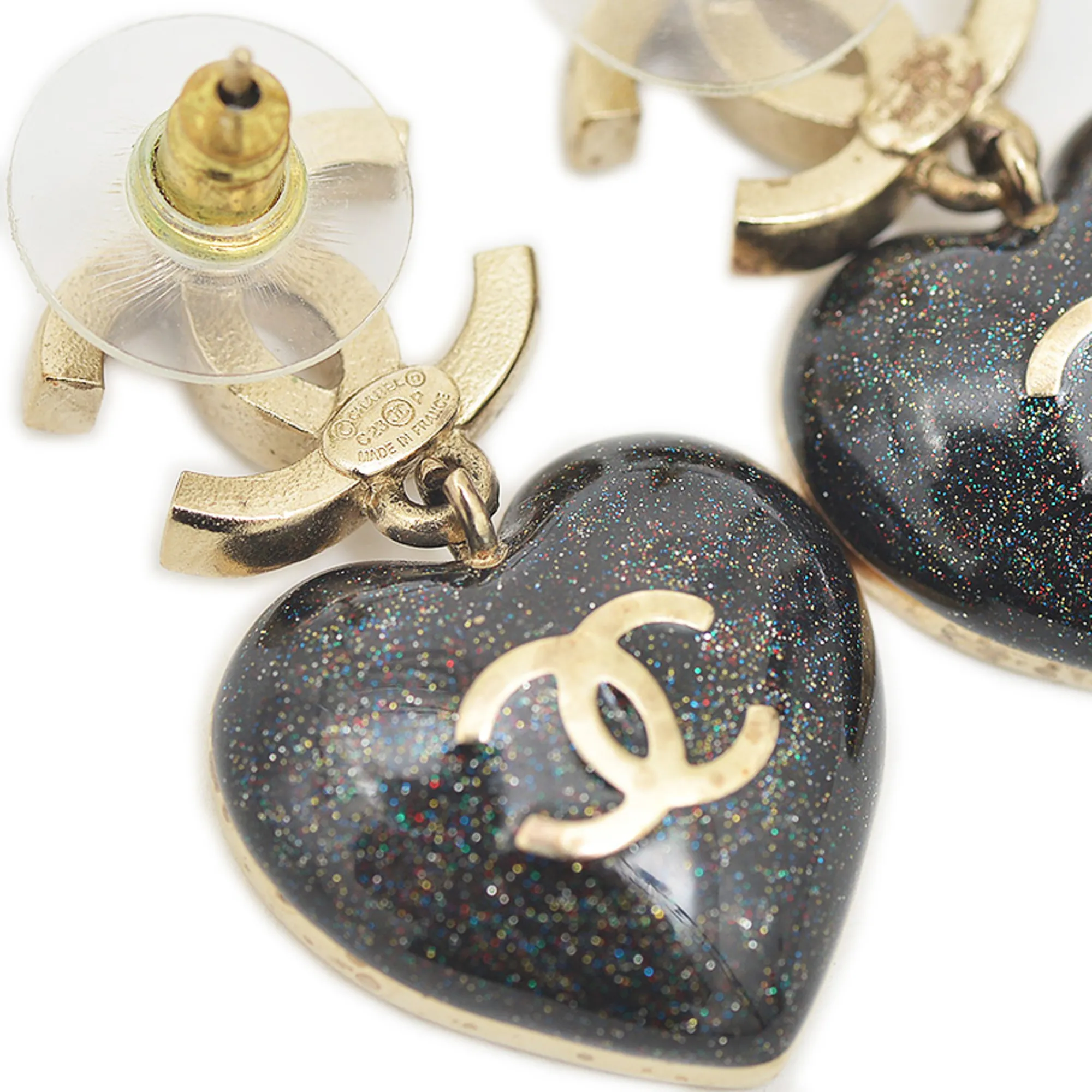 CHANEL Gold Logo Earrings