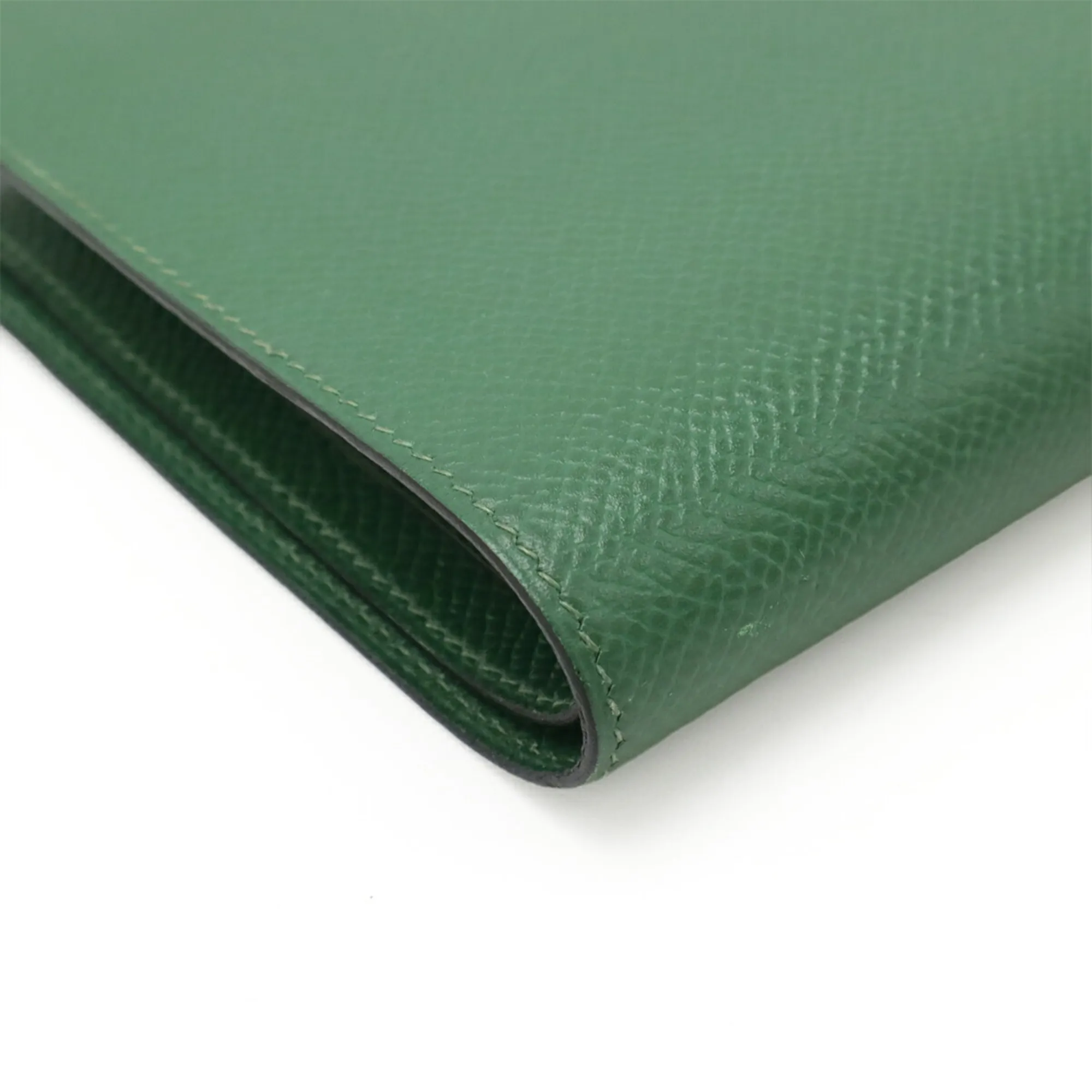 HERMES Green Leather Bamboo Wallet