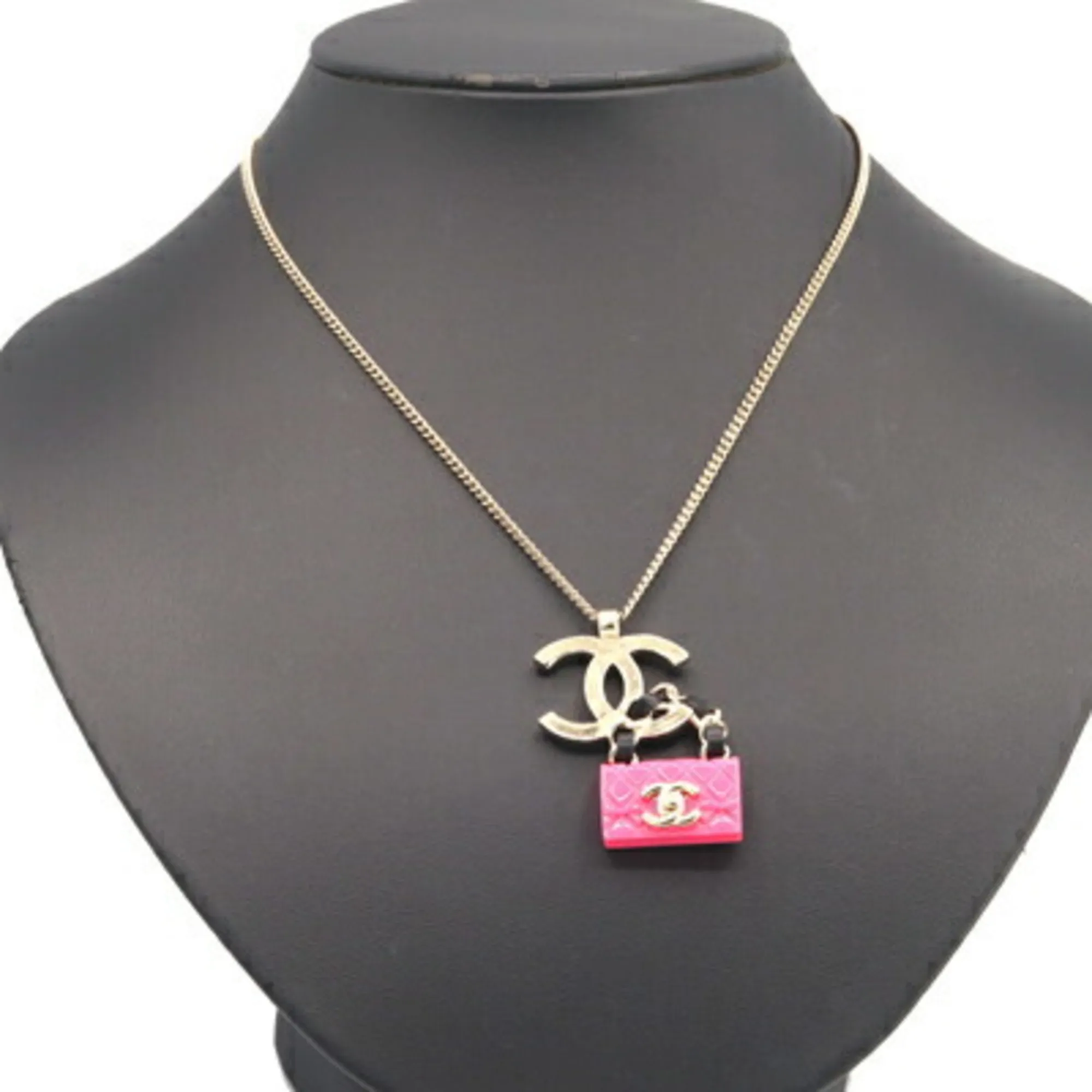 CHANEL Pink Logo Necklace