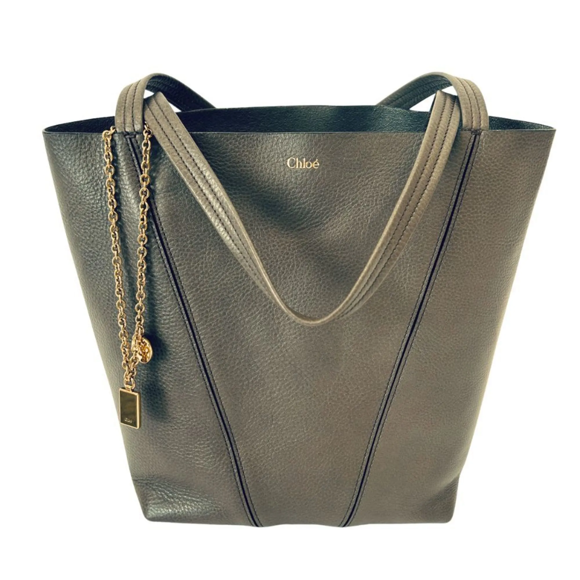 CHLOE Green Leather Tote Bag