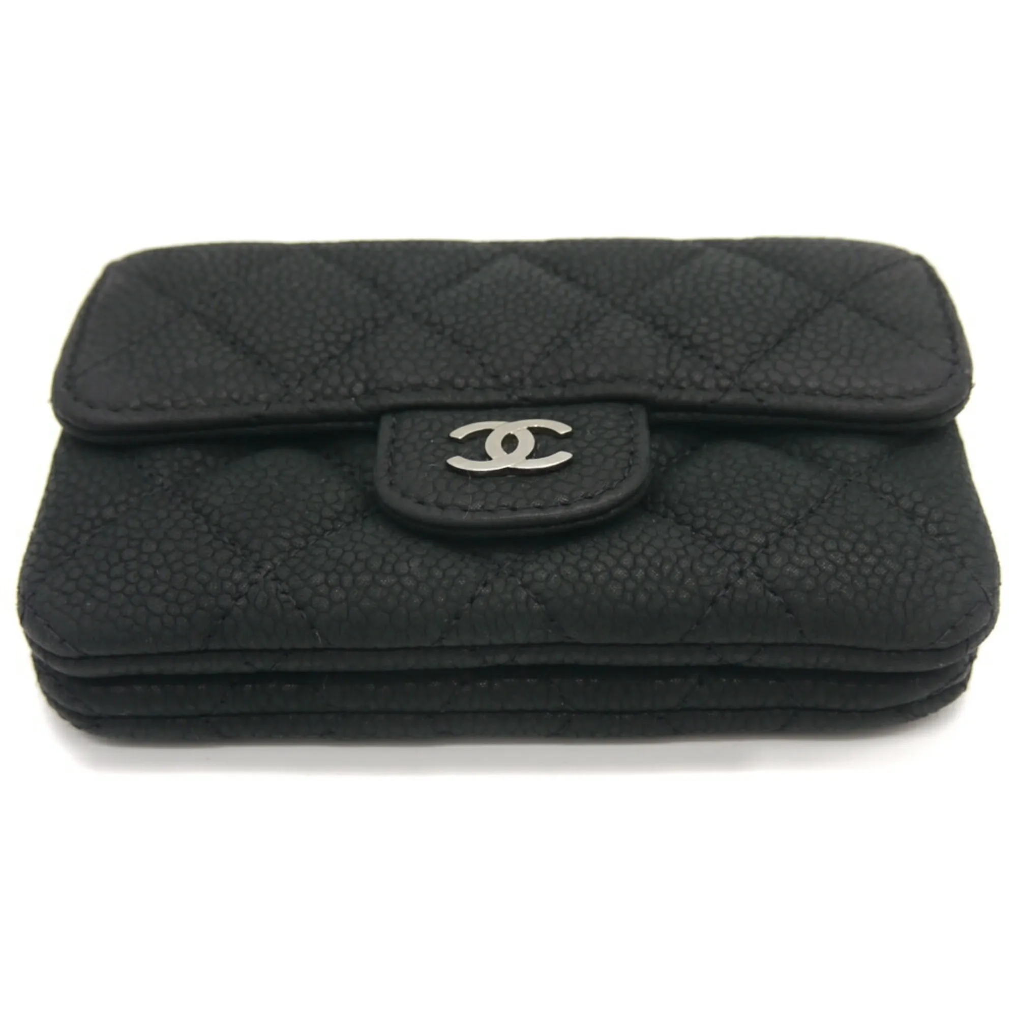 CHANEL Black Caviar Leather Logo Wallet