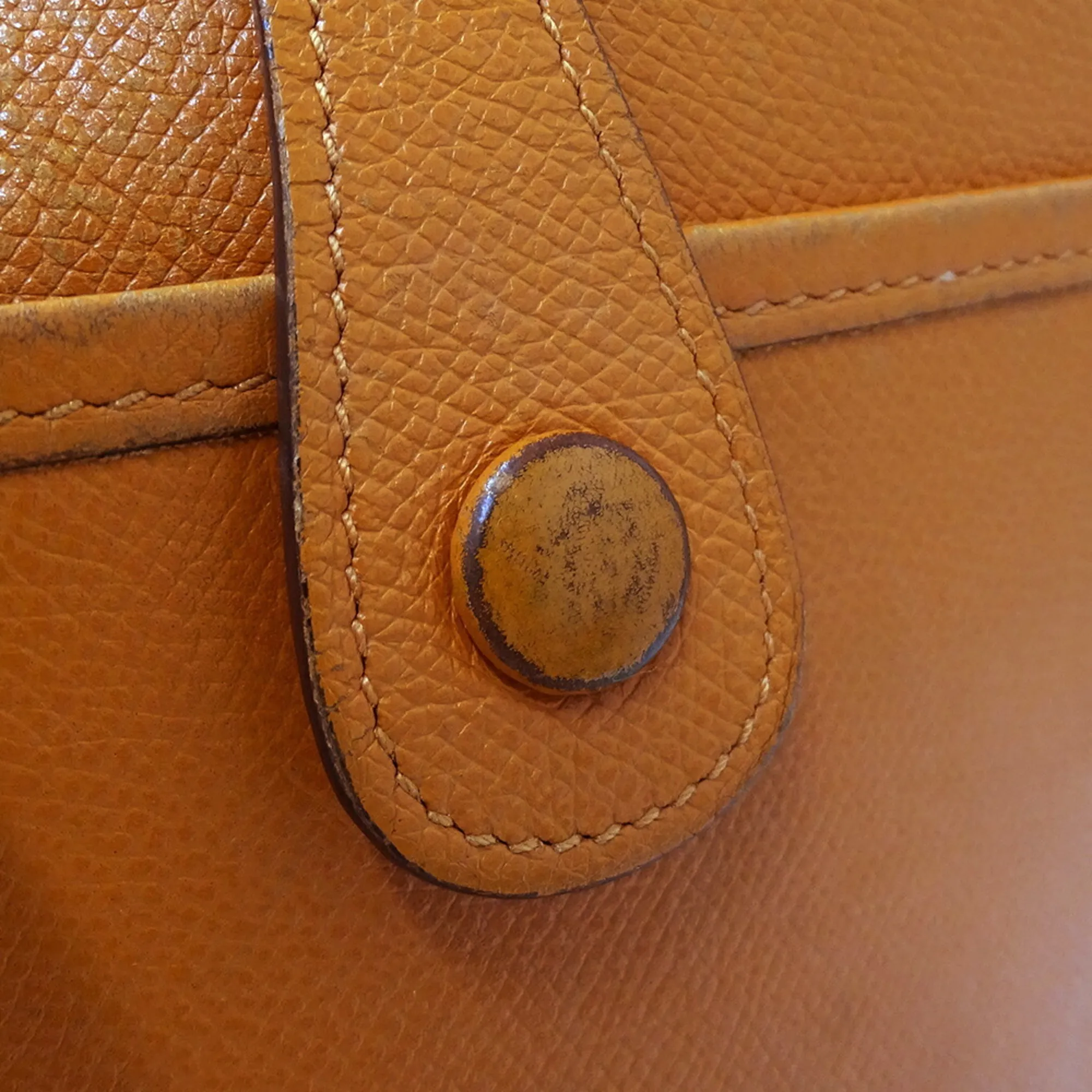 HERMES Orange Leather Shoulder Bag