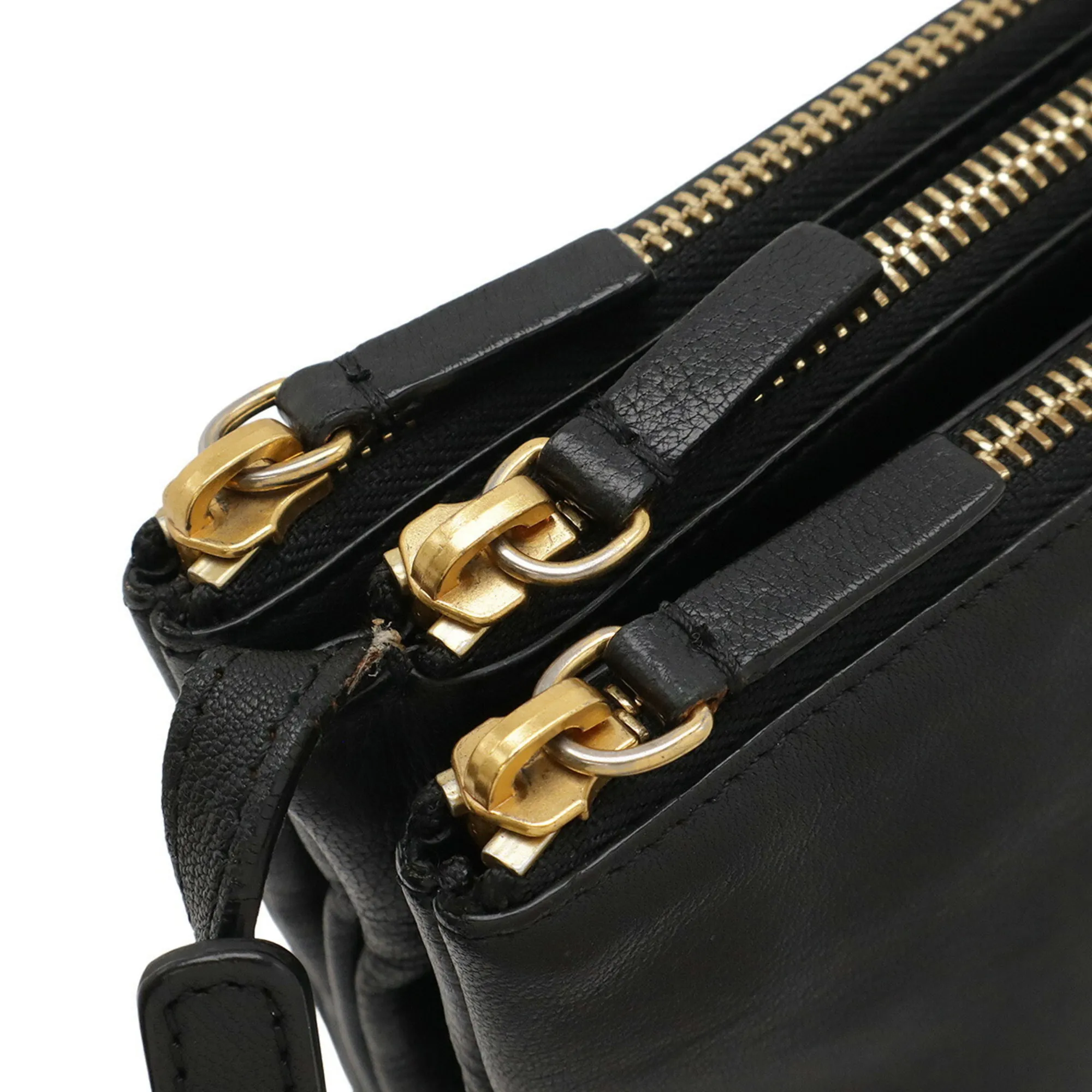 CELINE Black Leather Shoulder Bag
