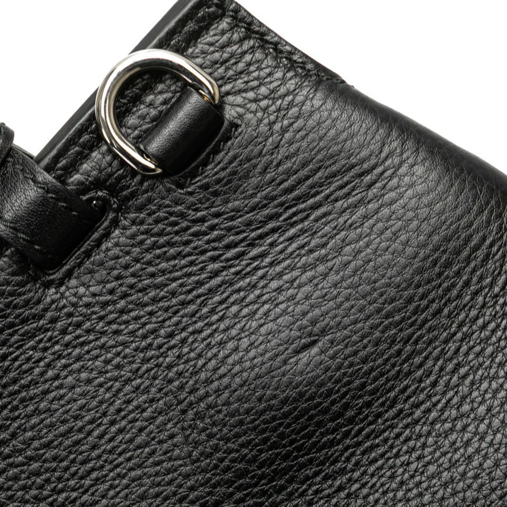 GUCCI Black Leather Bamboo Shoulder Bag