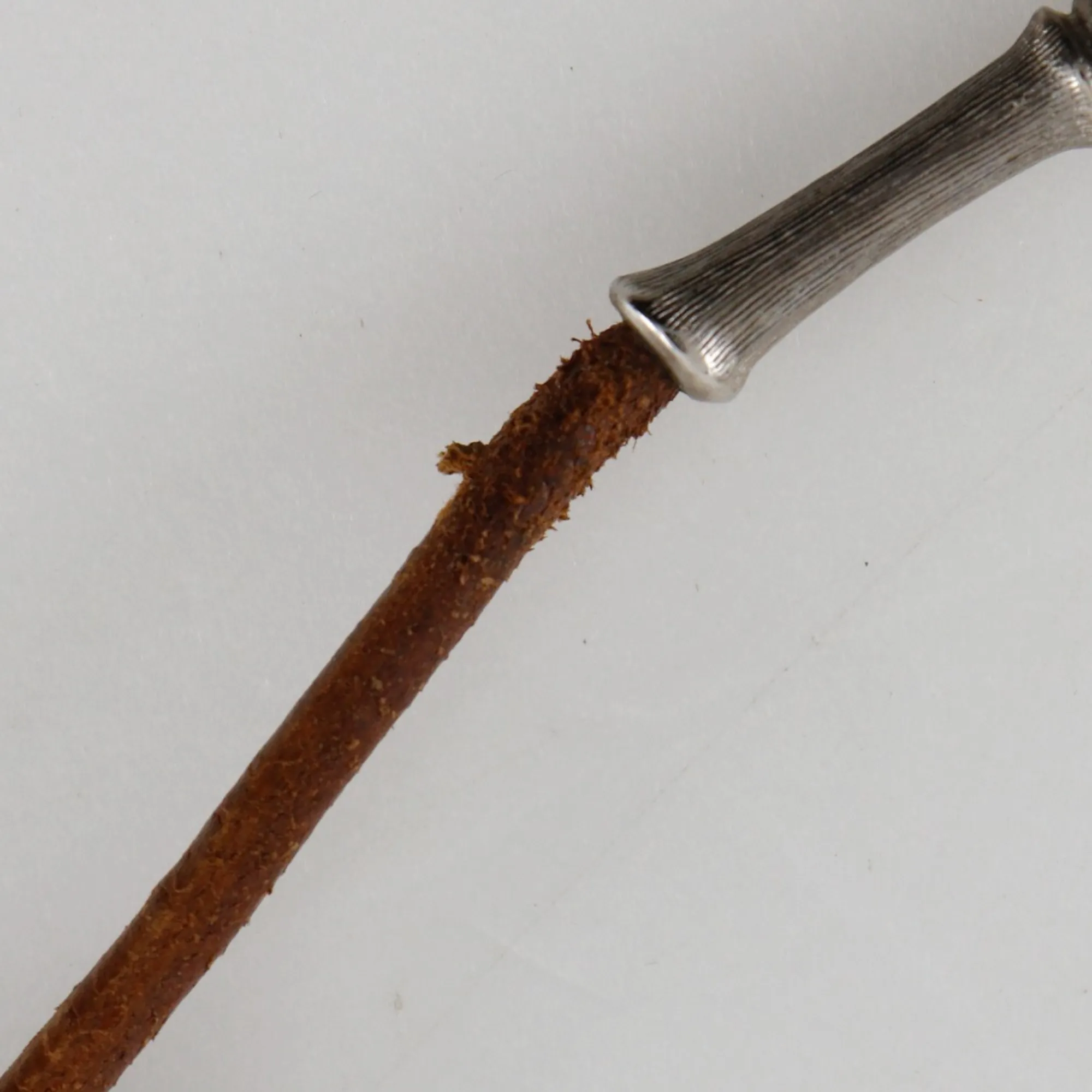 HERMES Brown Leather Bamboo Necklace