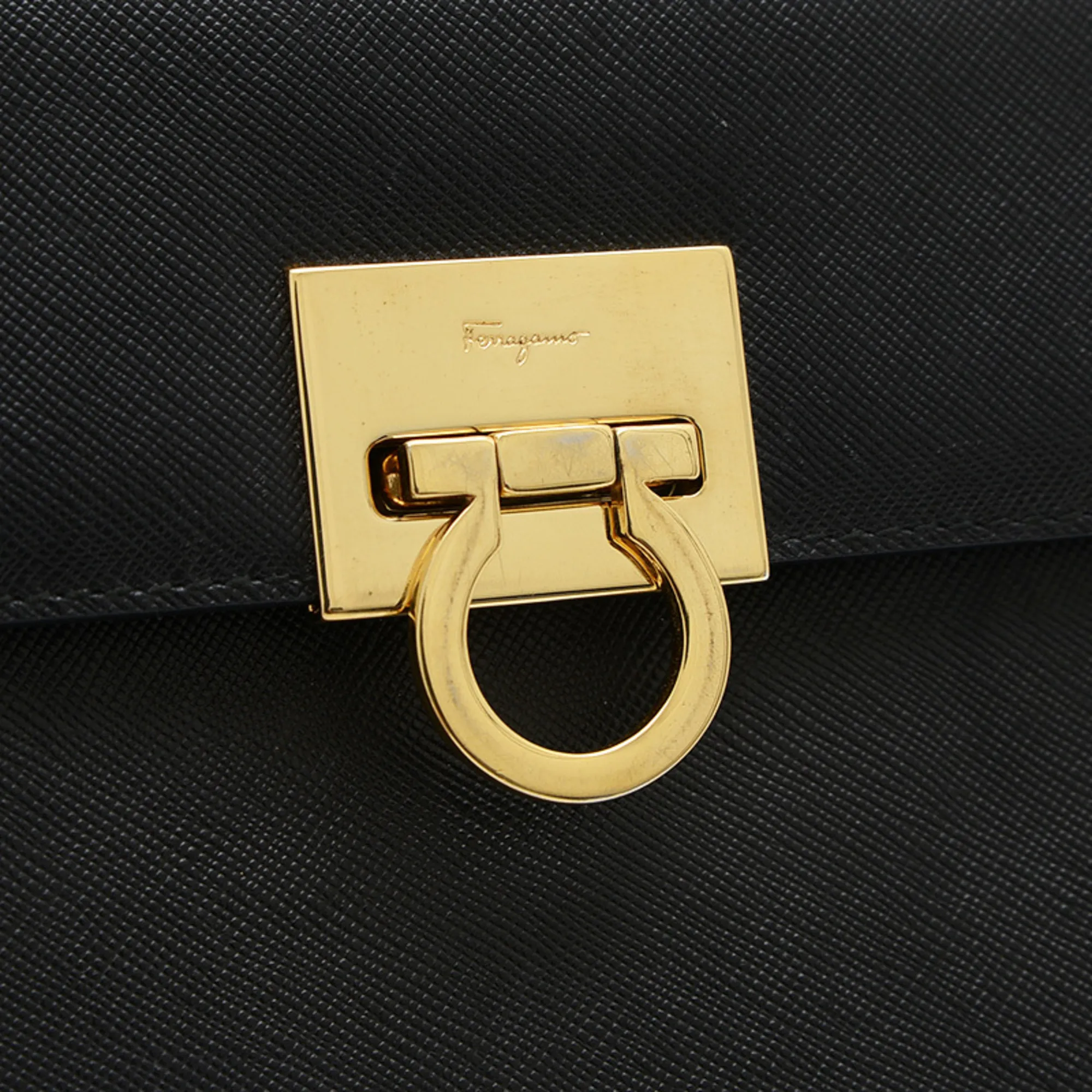 SALVATORE FERRAGAMO Black Leather Shoulder Bag