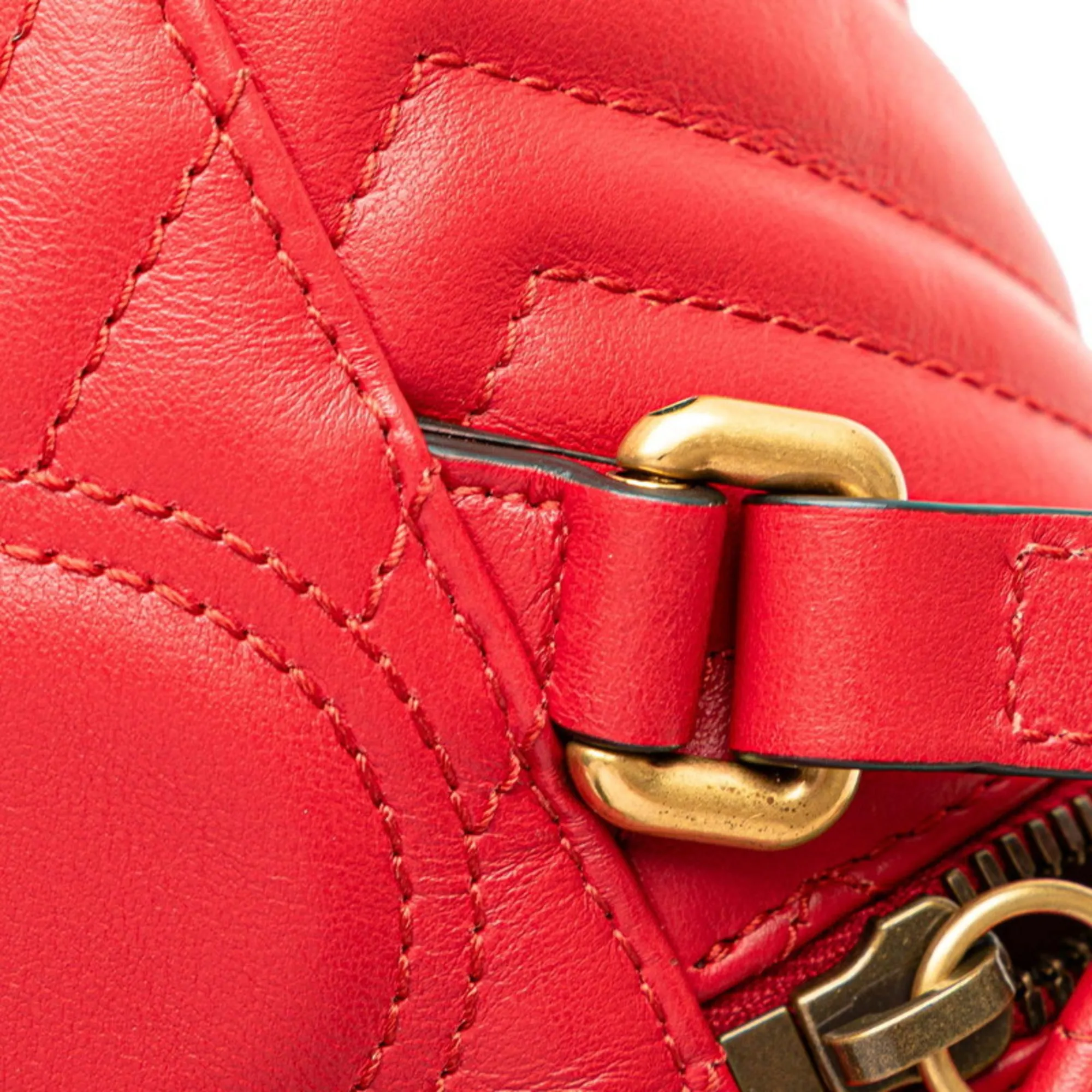 GUCCI Red Leather GG Marmont Backpack