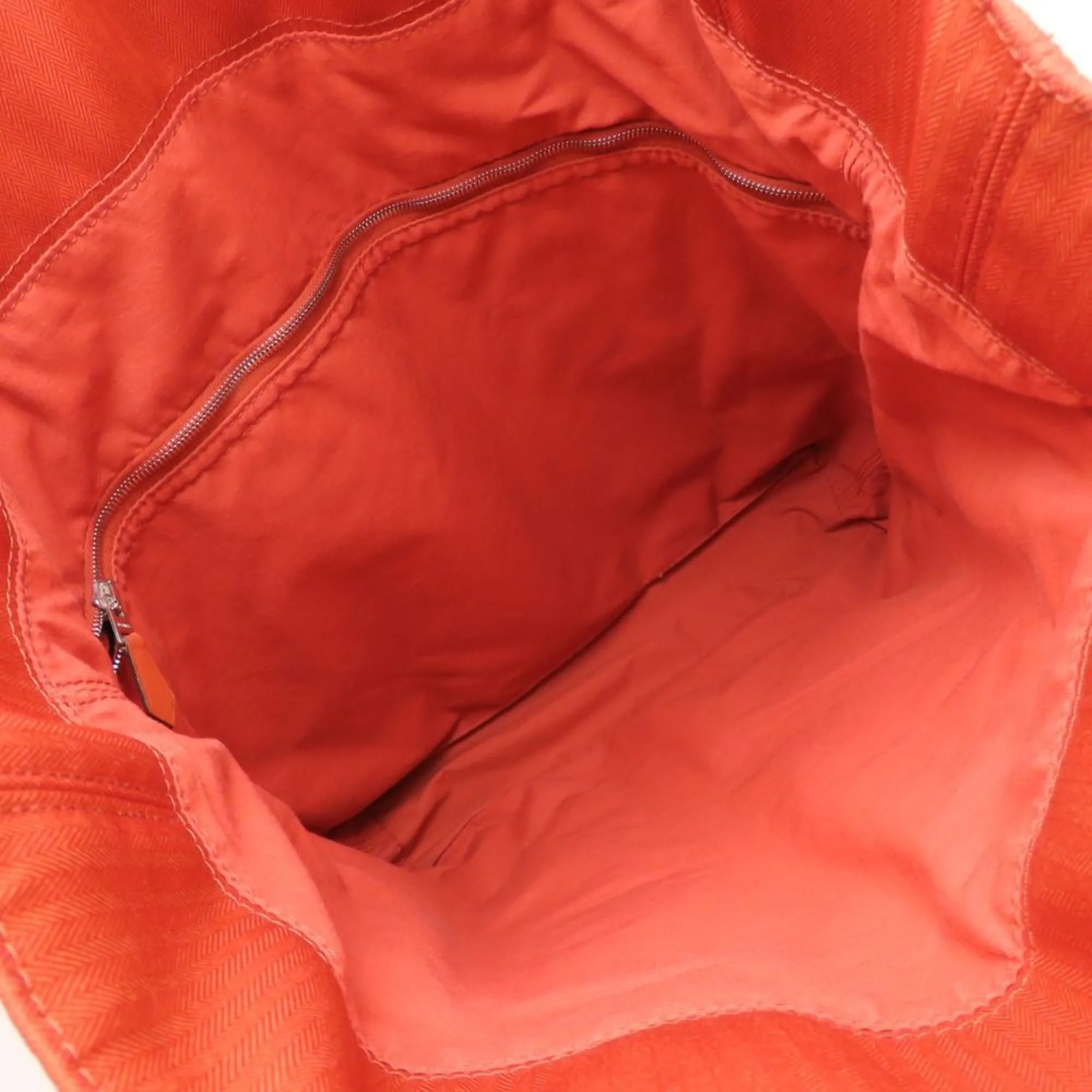 HERMES Orange Leather Tote Bag