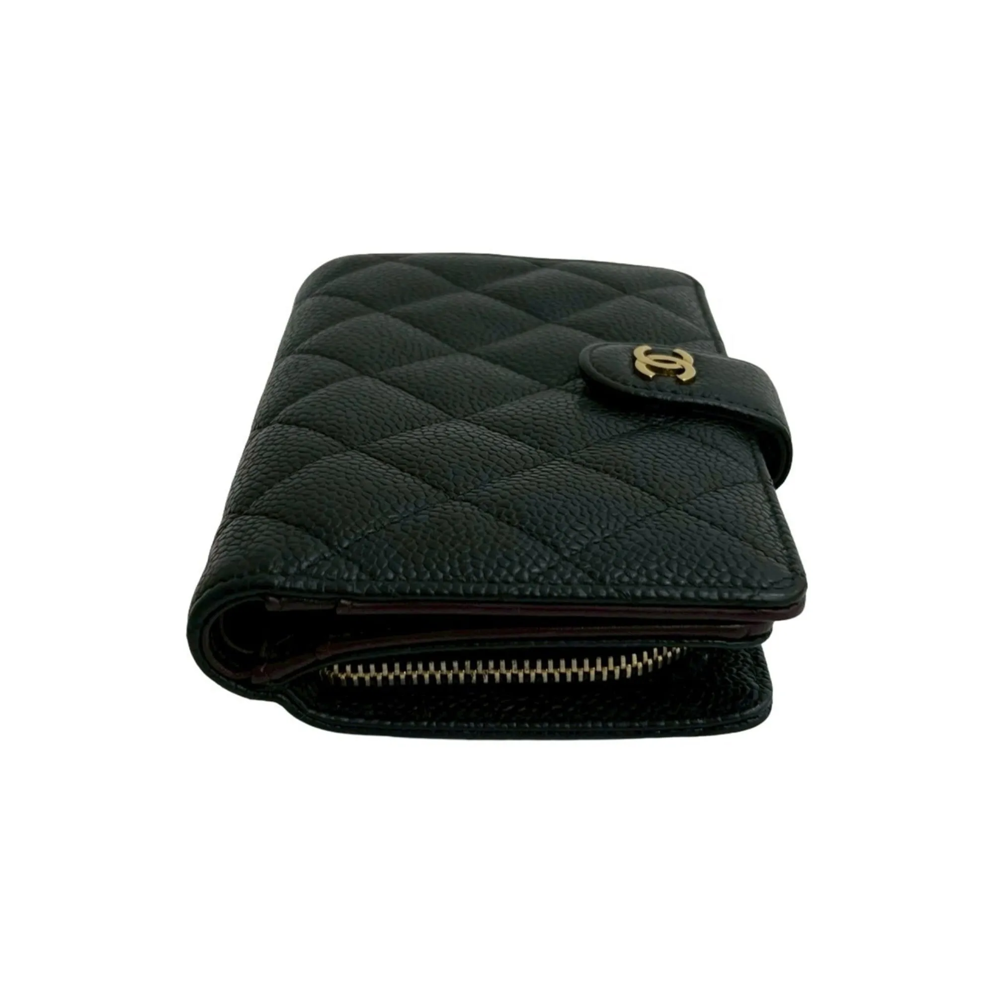 CHANEL Black Caviar Leather Logo Wallet
