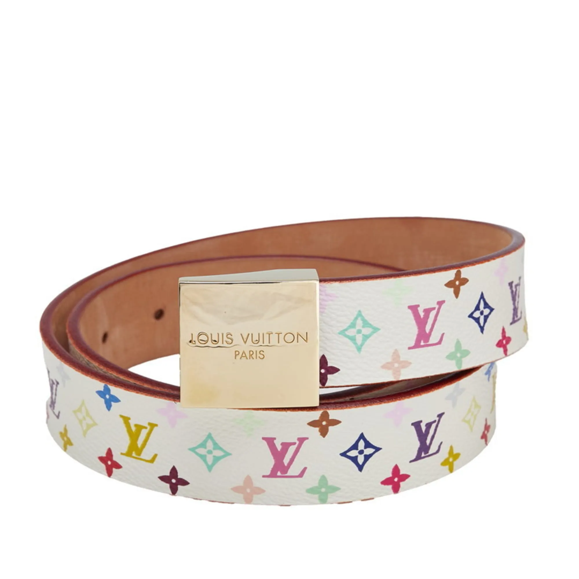 LOUIS VUITTON White Monogram Leather Belt