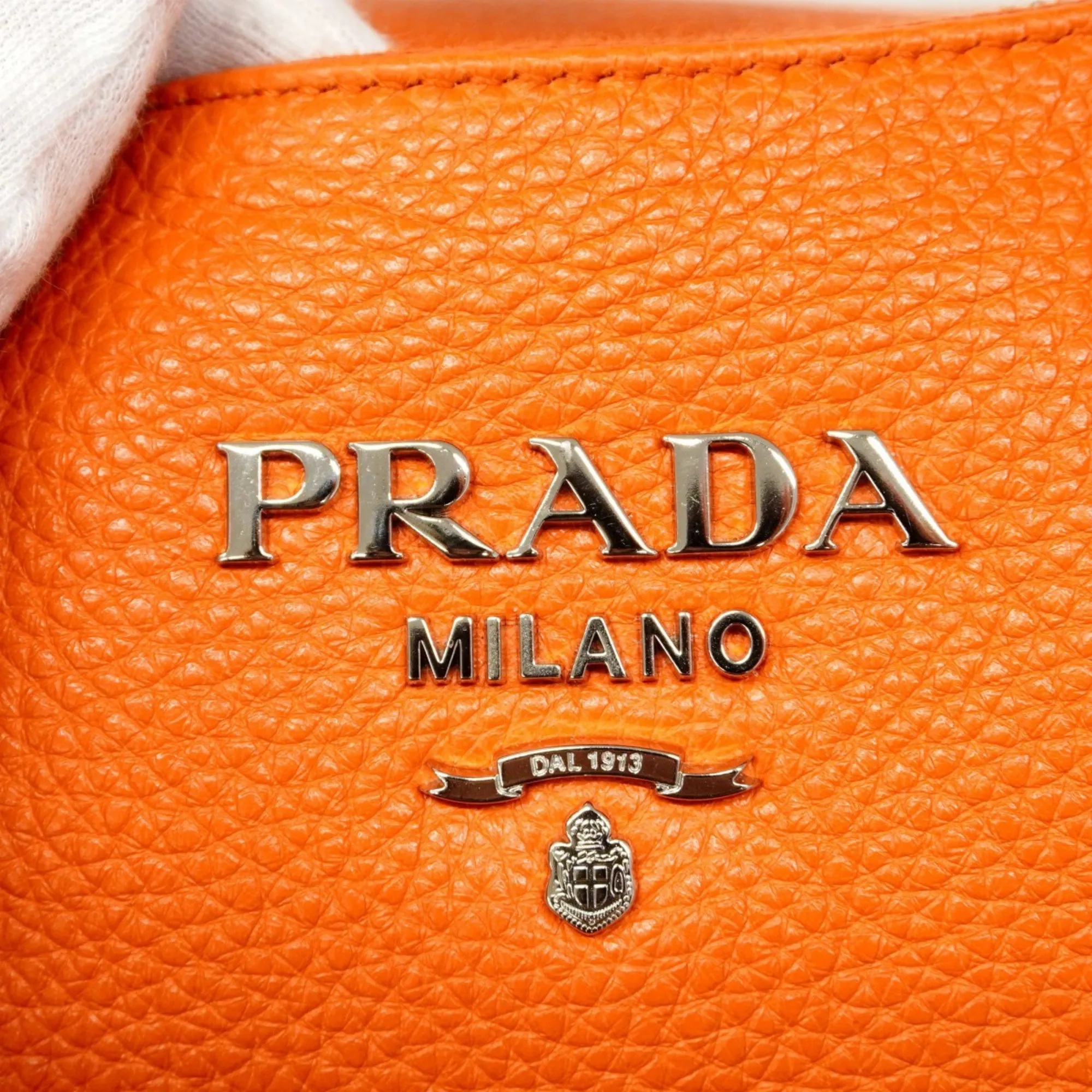 PRADA Orange Leather Shoulder Bag