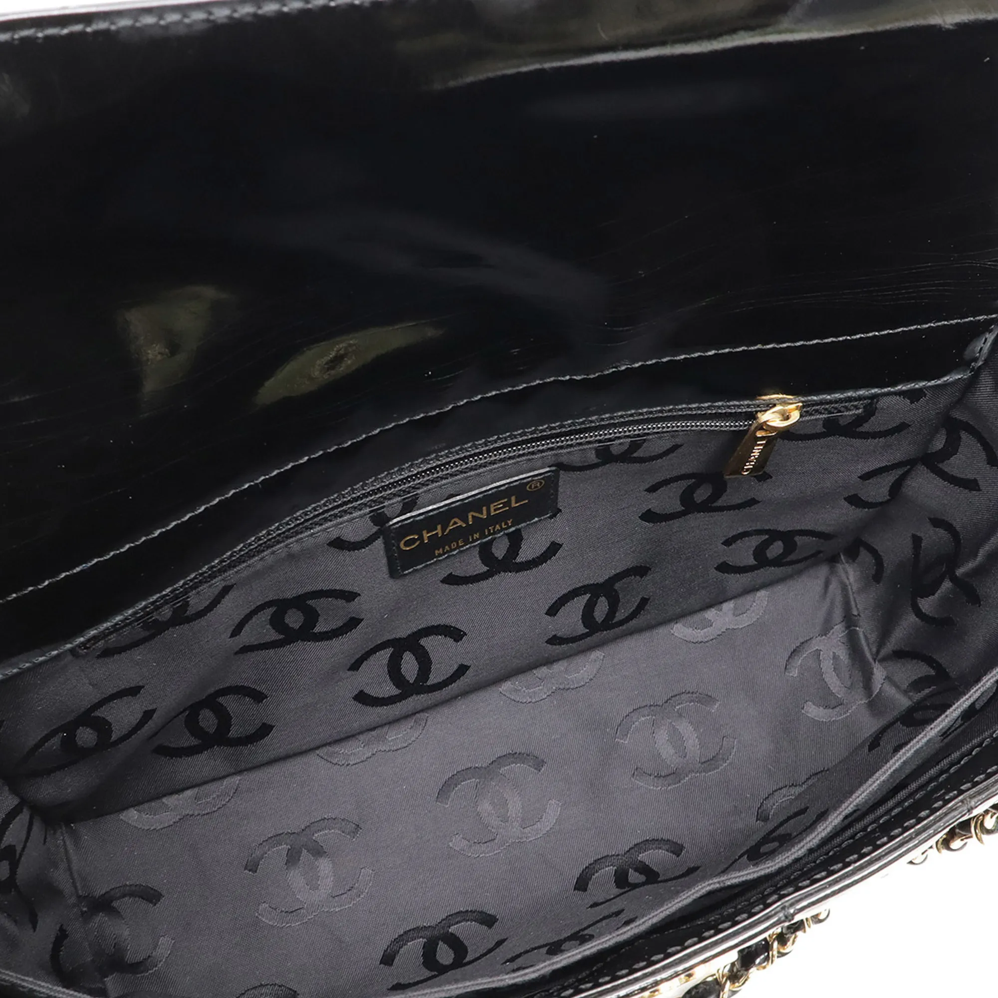 CHANEL Black Leather Logo Shoulder Bag