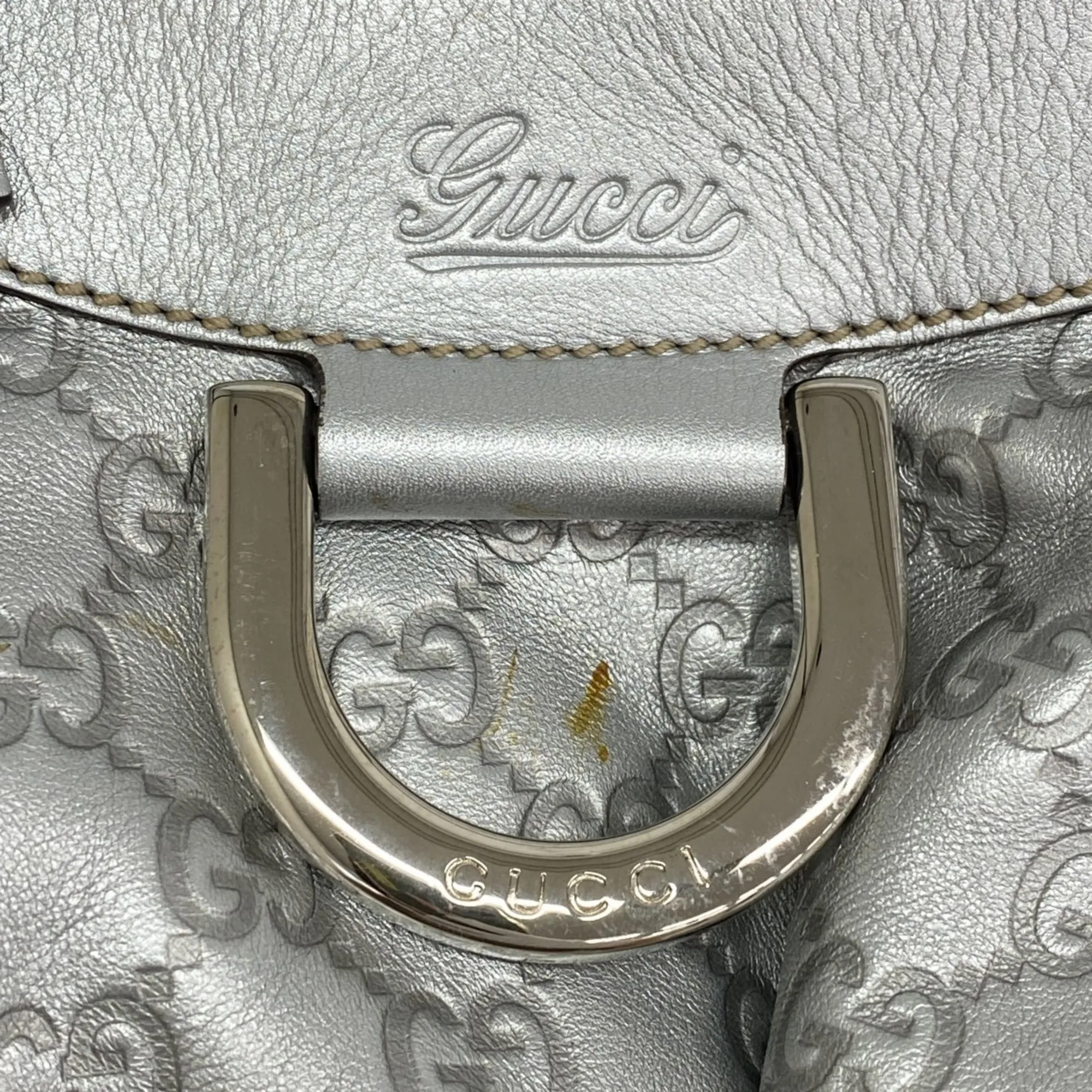 GUCCI Silver Leather Bag