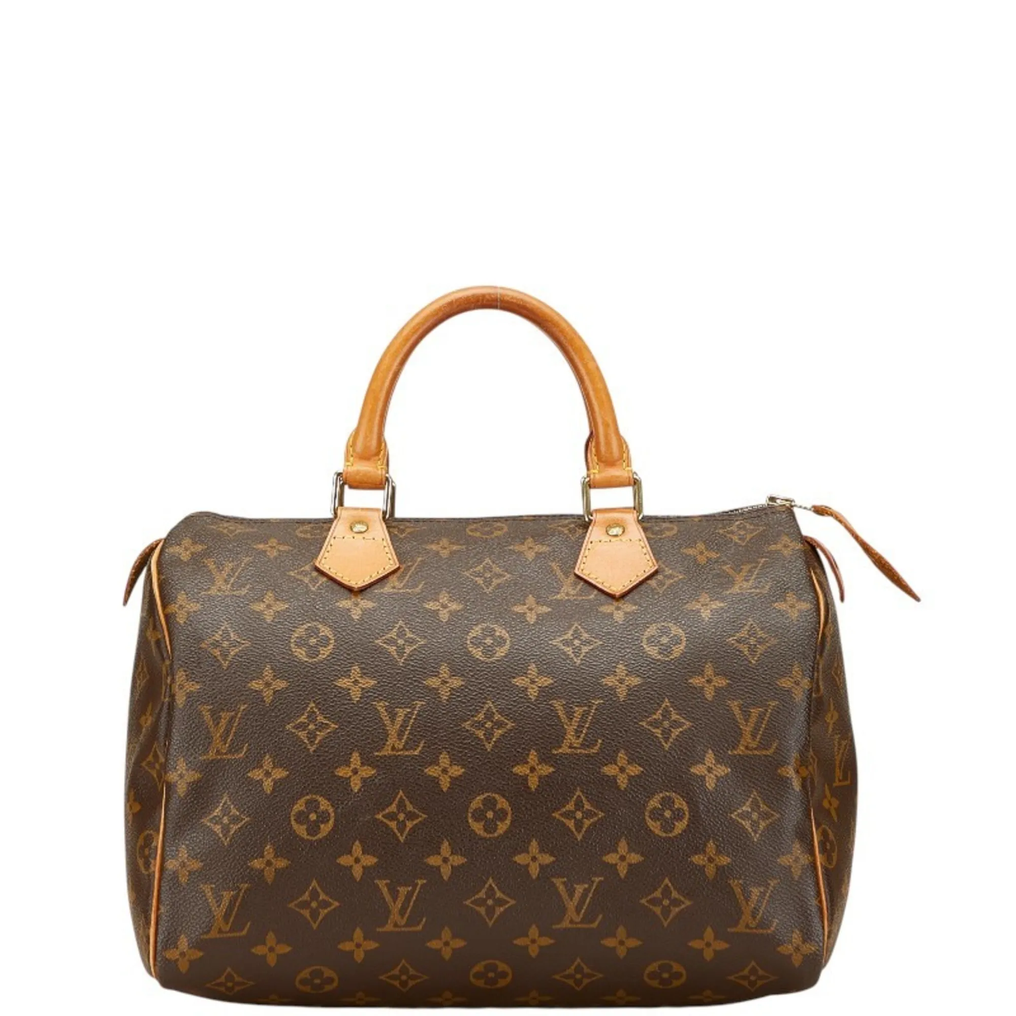 LOUIS VUITTON Brown Monogram Leather Speedy 30 Boston Bag