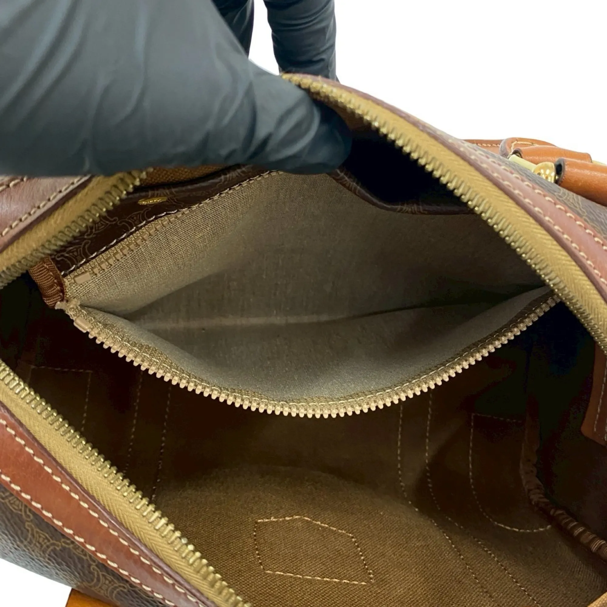 CELINE Brown Leather Boston Bag