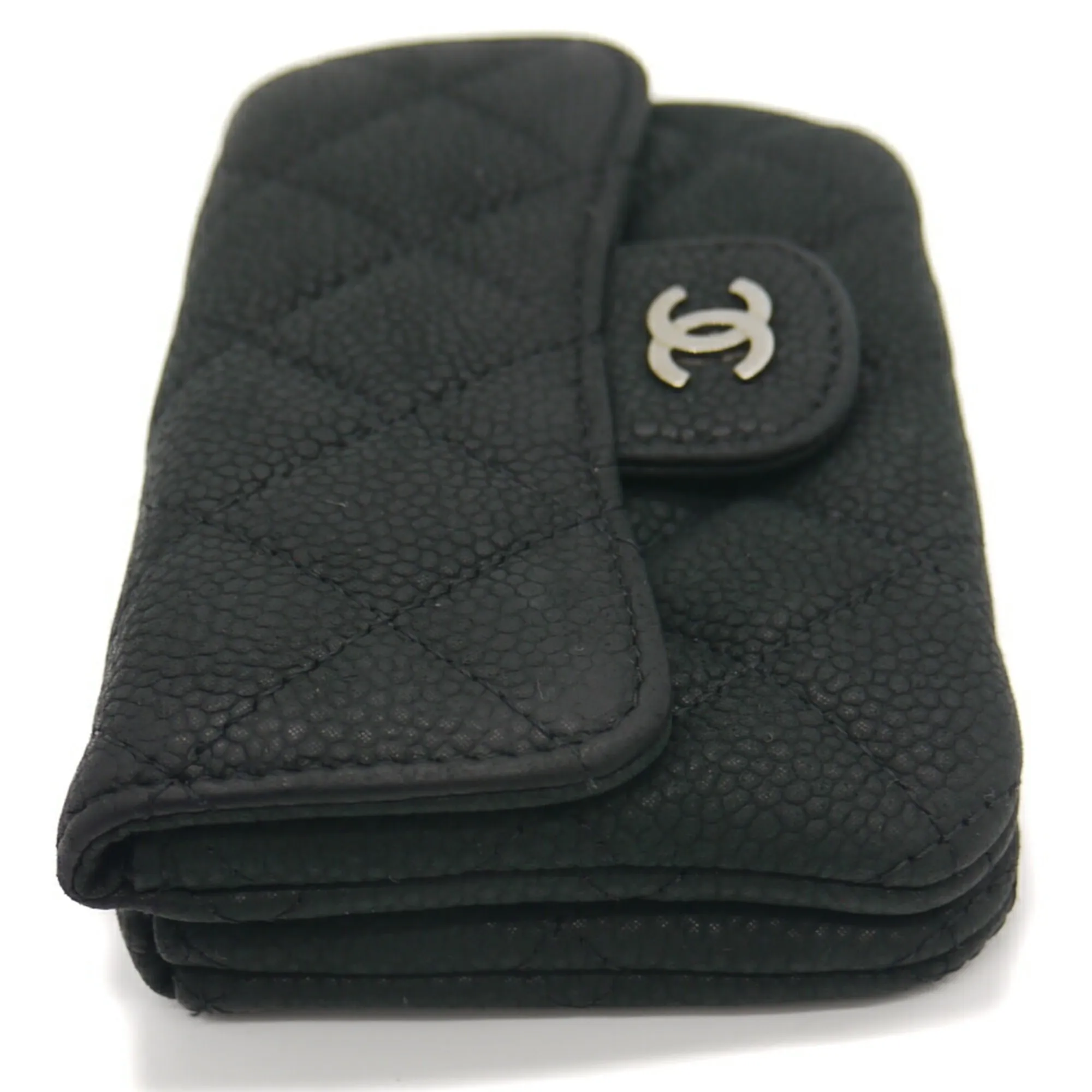 CHANEL Black Caviar Leather Logo Wallet