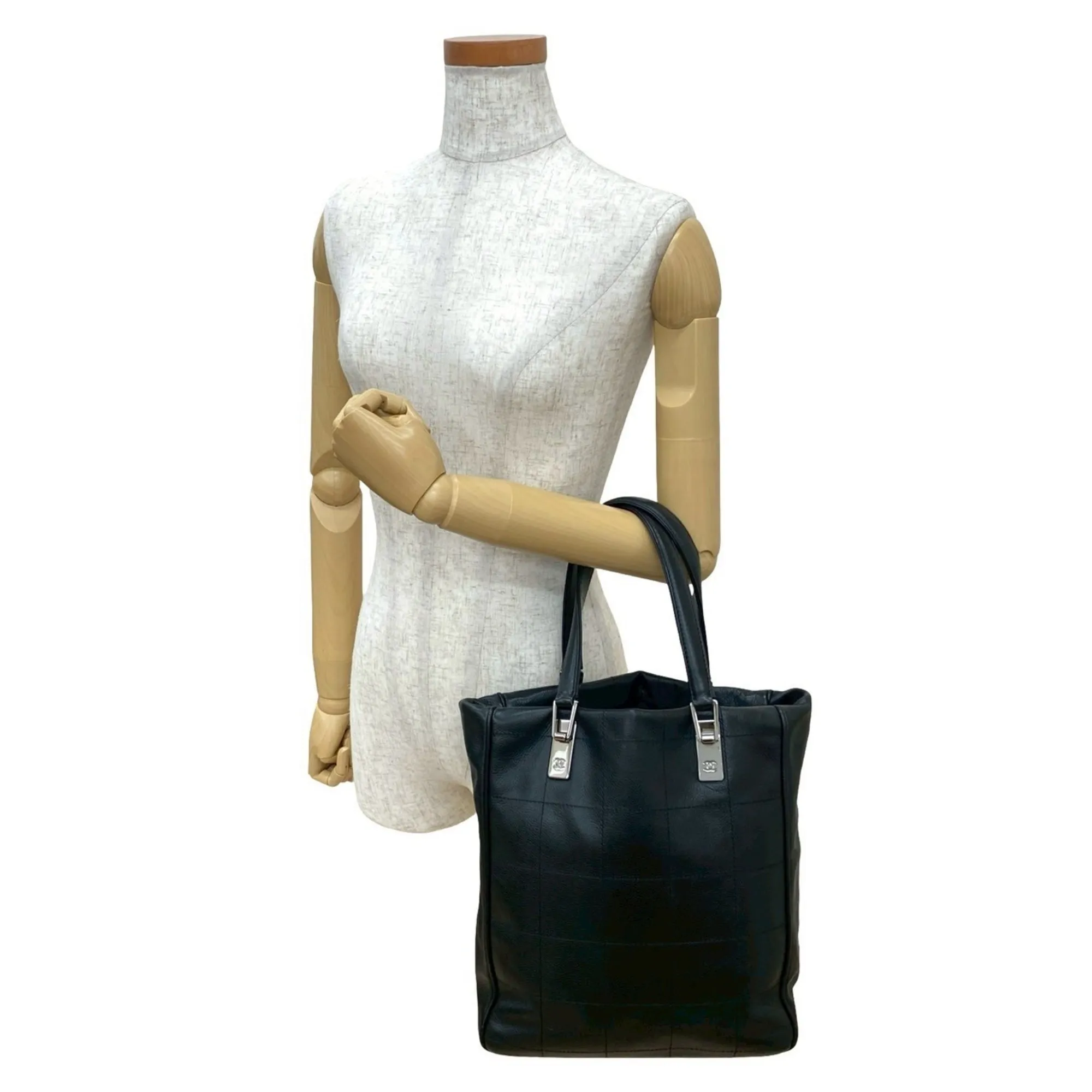 CHANEL Black Caviar Leather Tote Bag