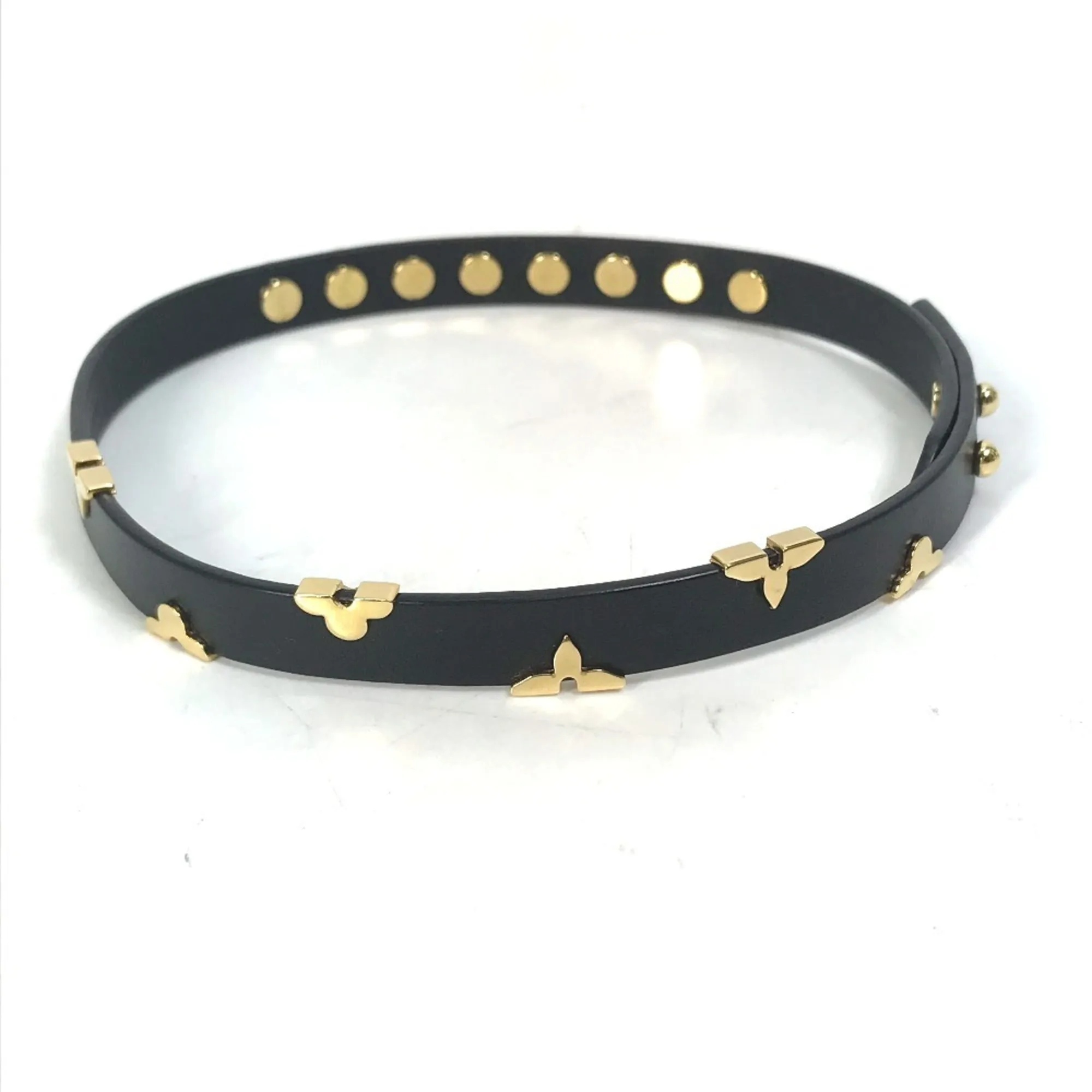 LOUIS VUITTON Black Monogram Leather Charm Bracelet