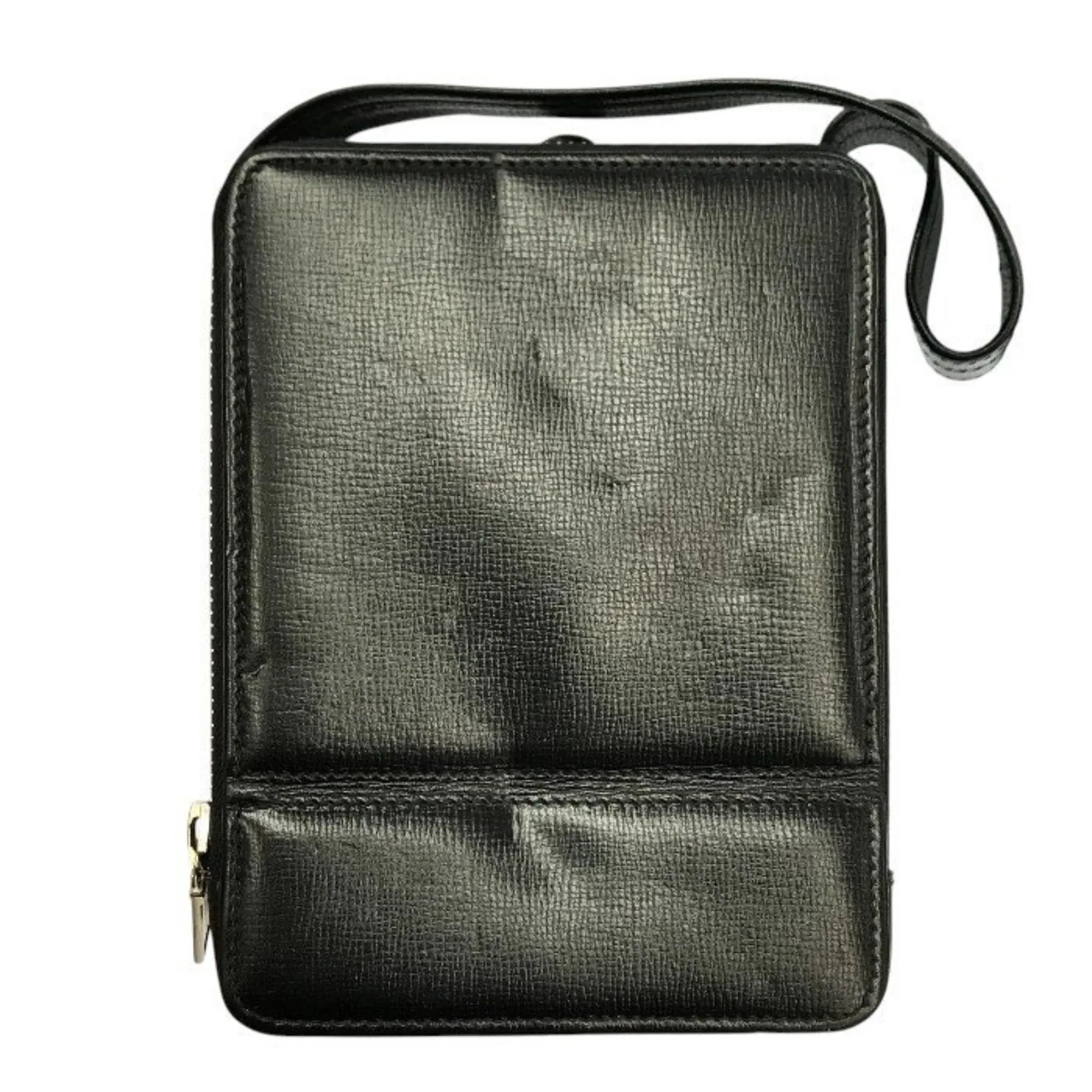 VALEXTRA Black Leather Pouch