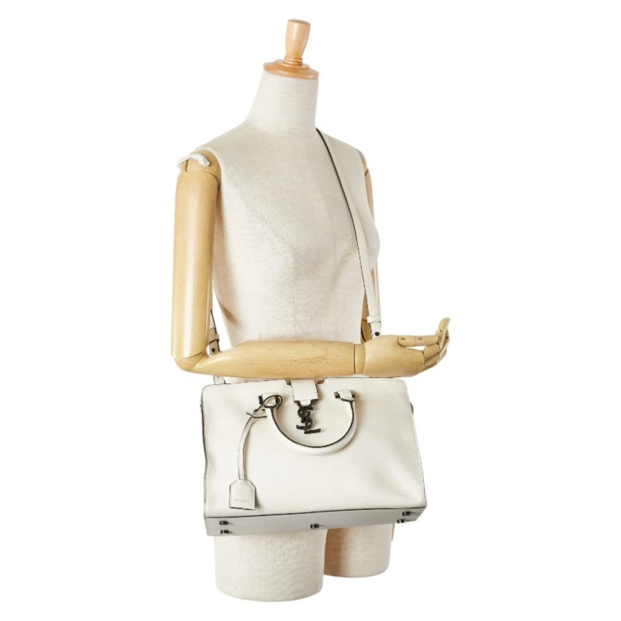 SAINT LAURENT White Leather Shoulder Bag