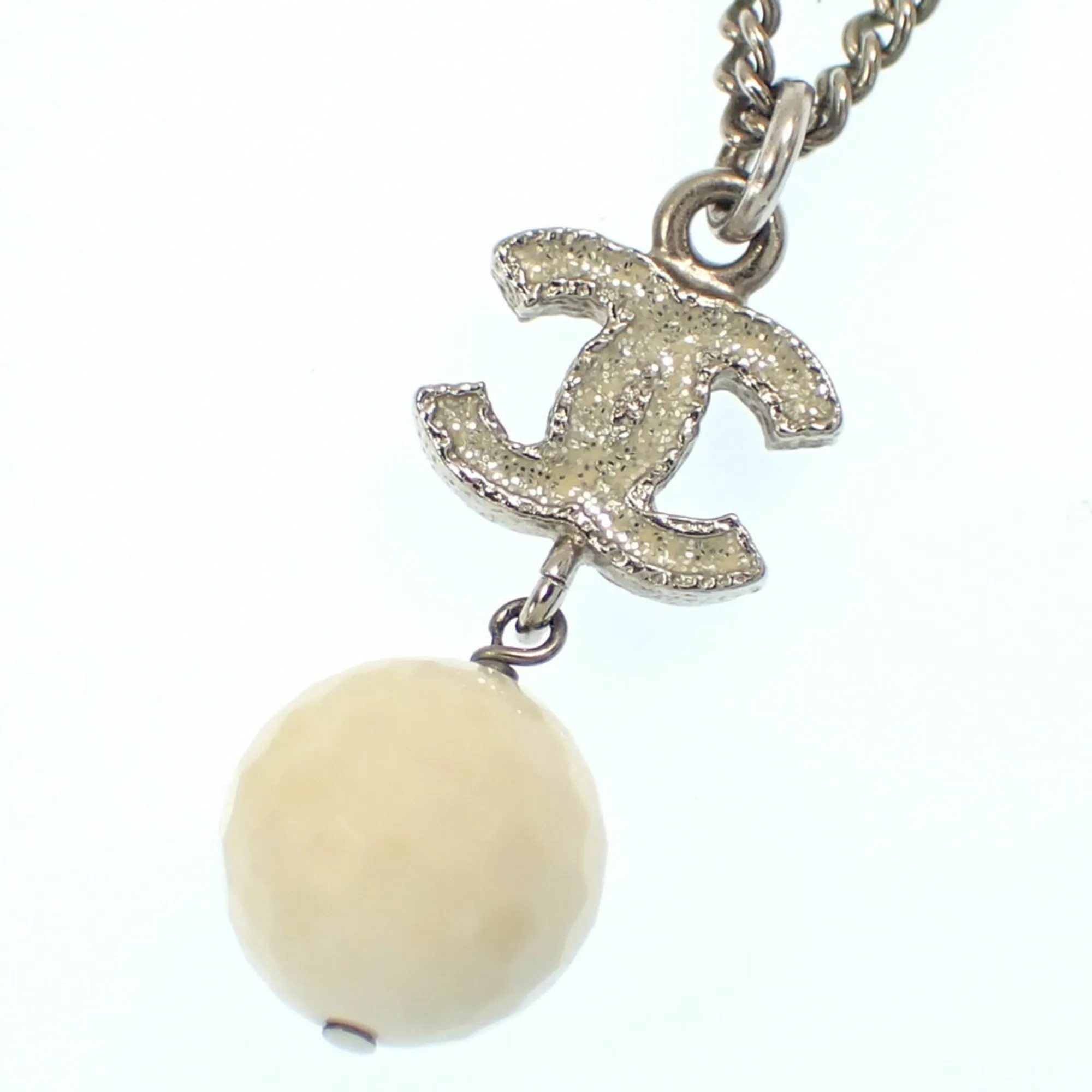 CHANEL Silver Logo Necklace