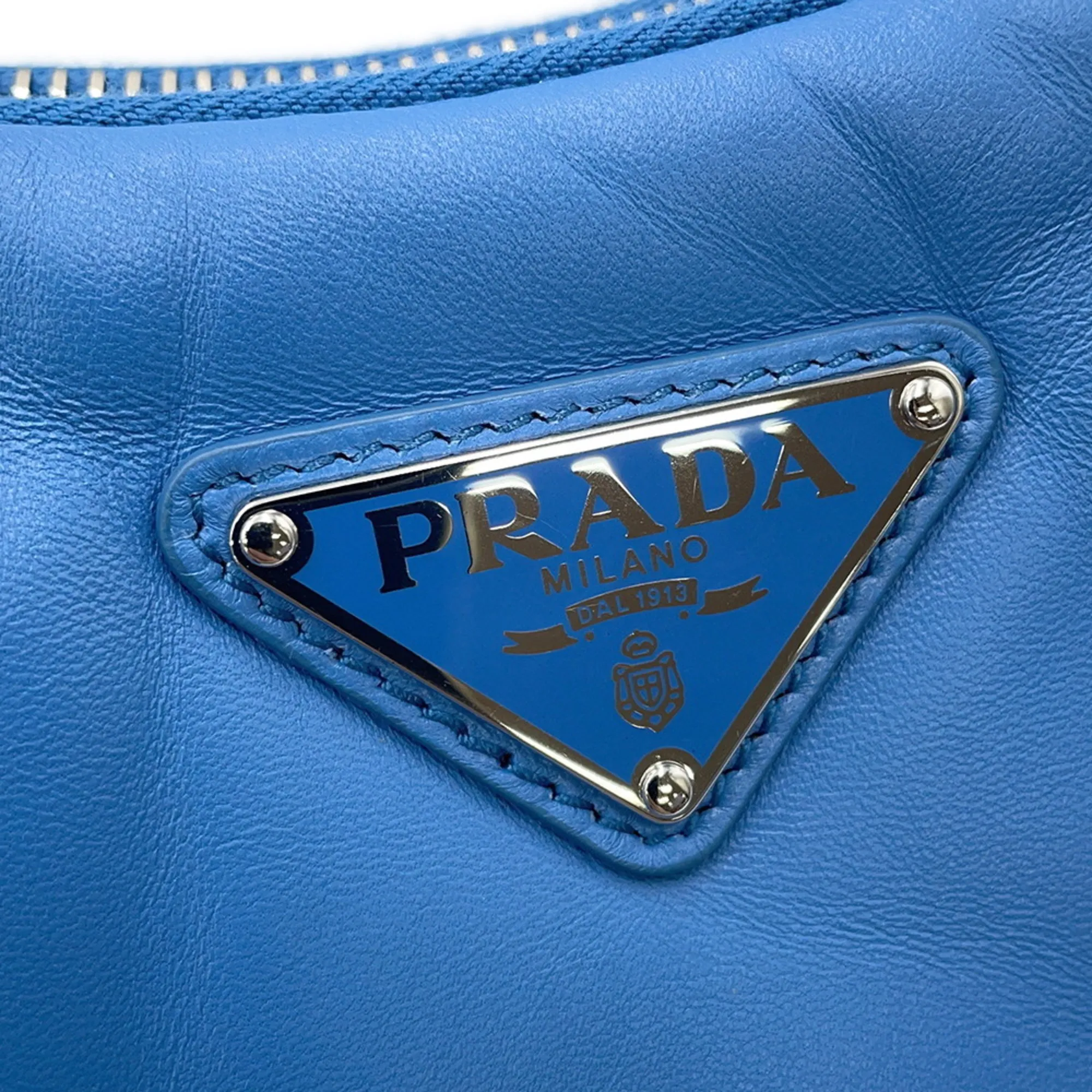 PRADA Blue Leather Shoulder Bag