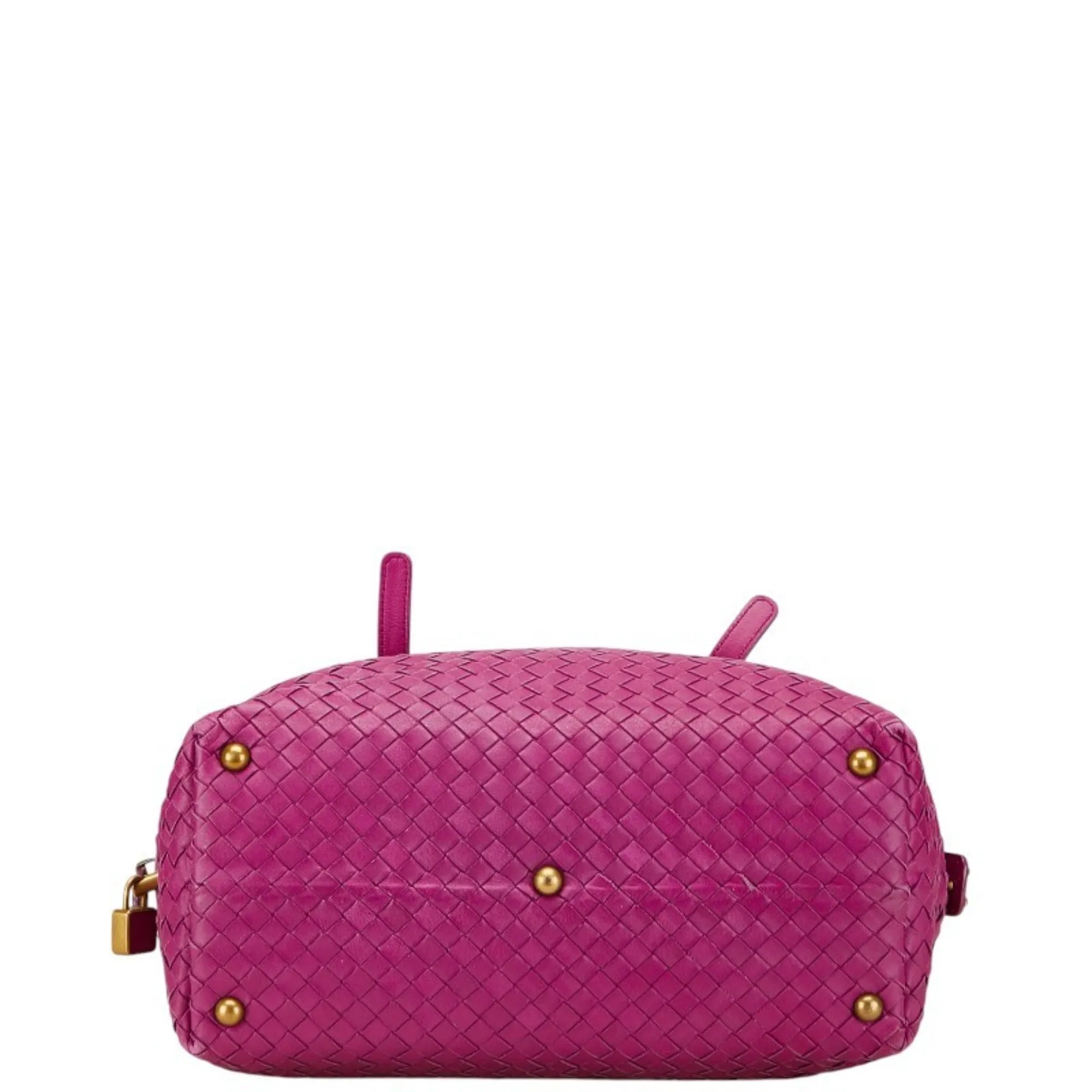 BOTTEGA VENETA Brown Leather Intrecciato Boston Bag