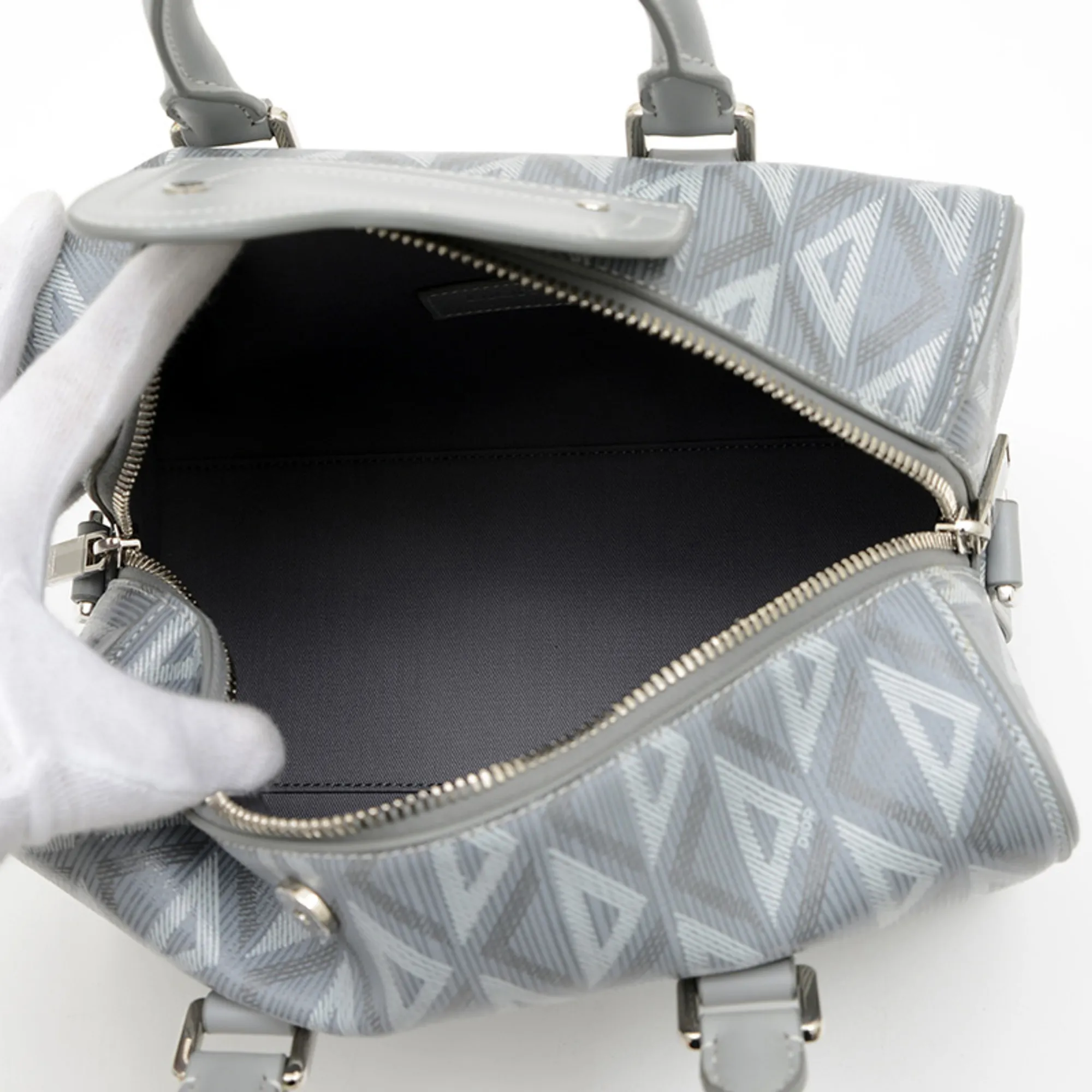 DIOR Gray Leather Shoulder Bag
