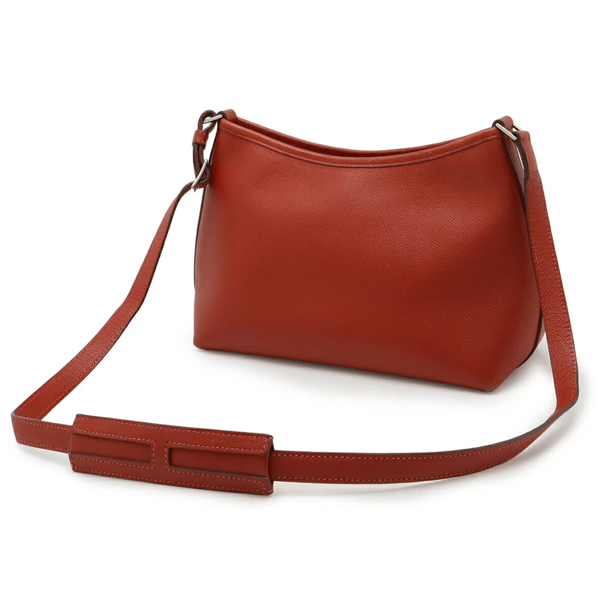 HERMES Red Leather Shoulder Bag