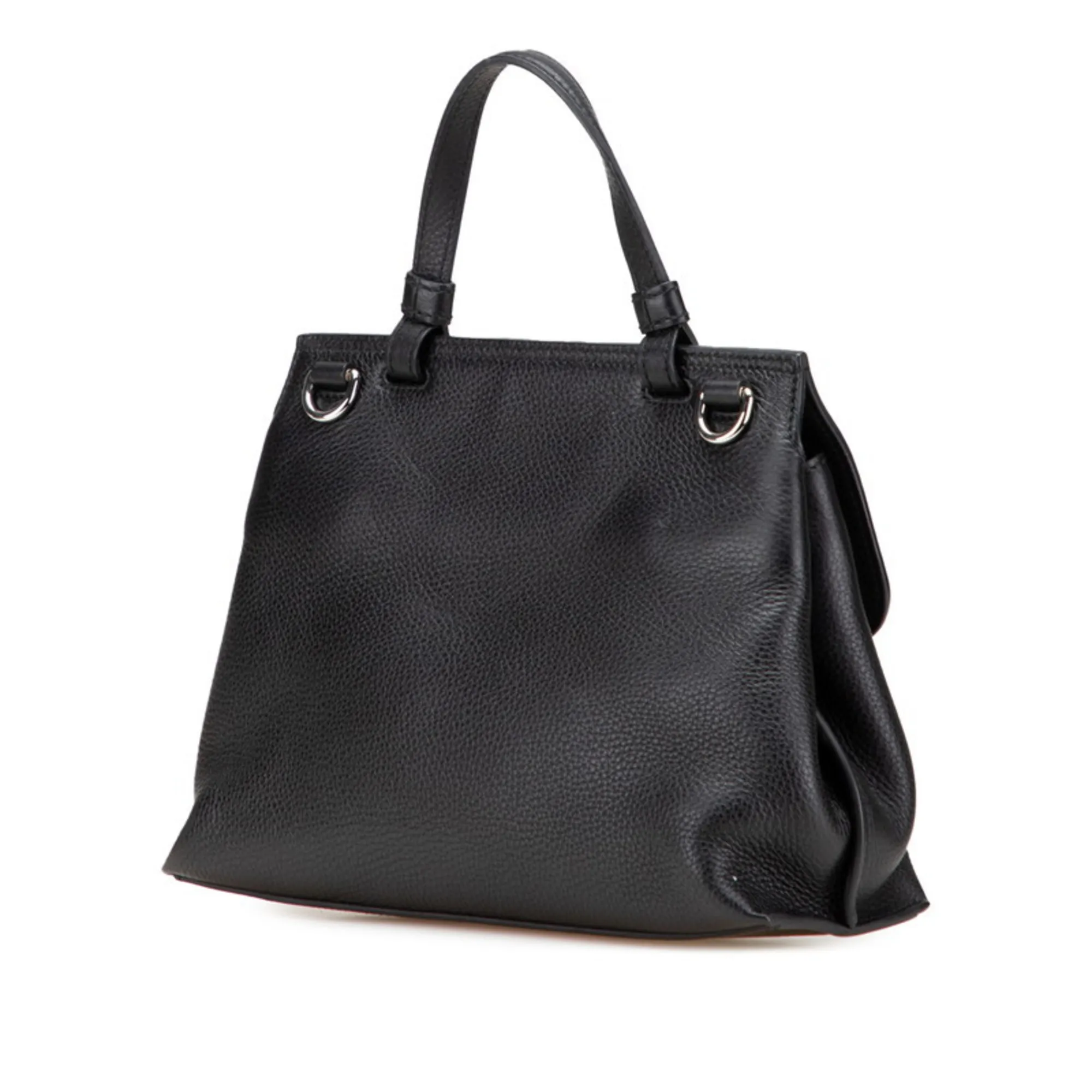 GUCCI Black Leather Bamboo Shoulder Bag