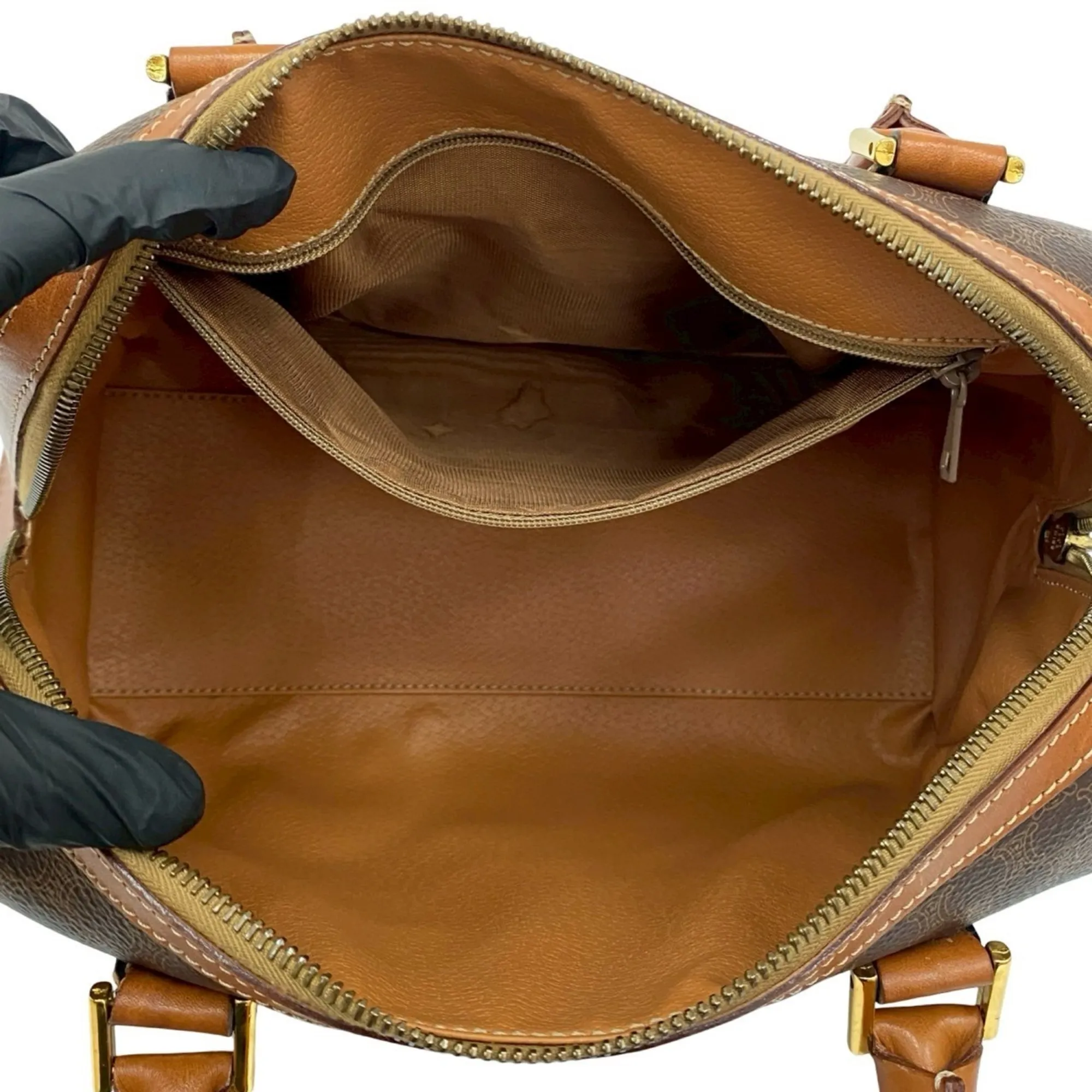 CELINE Brown Leather Boston Bag