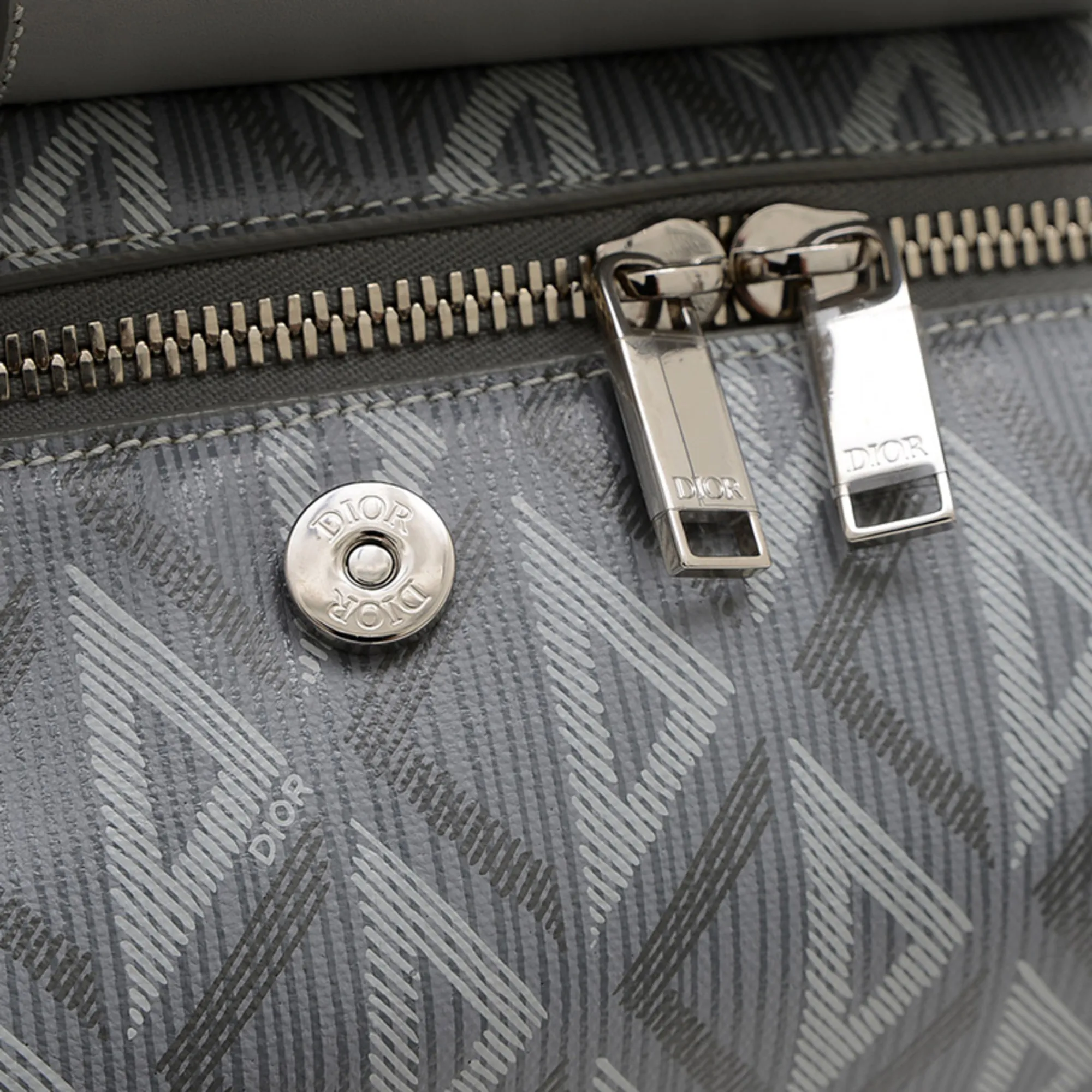 DIOR Gray Leather Shoulder Bag