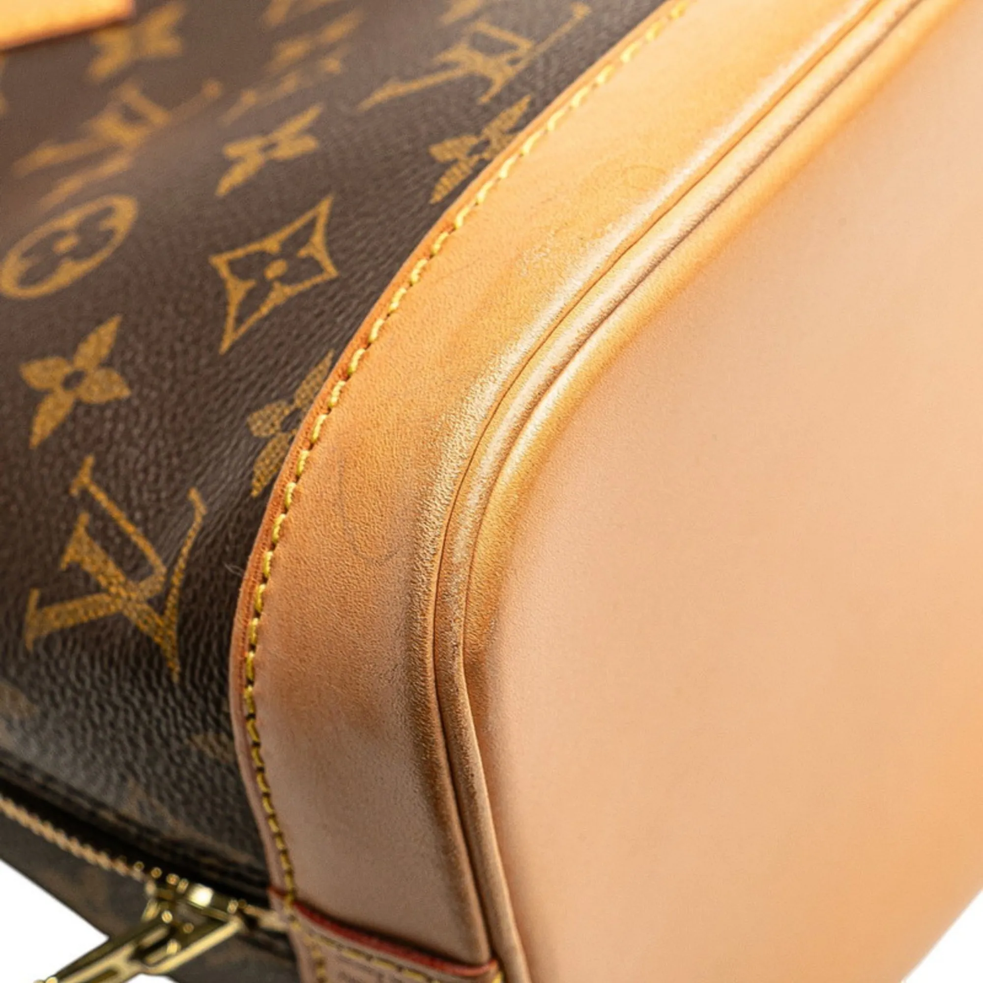 LOUIS VUITTON Brown Monogram Leather Alma Bag