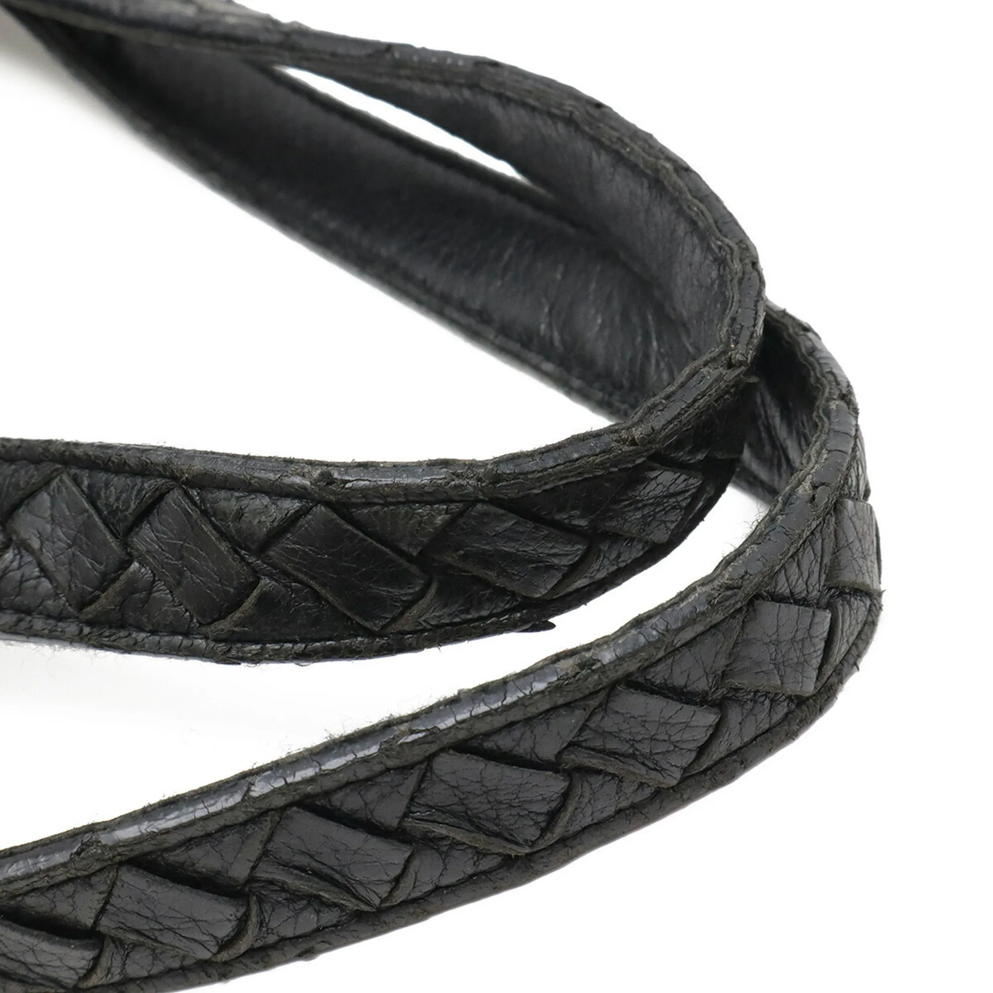 BOTTEGA VENETA Black Leather Intrecciato Shoulder Bag