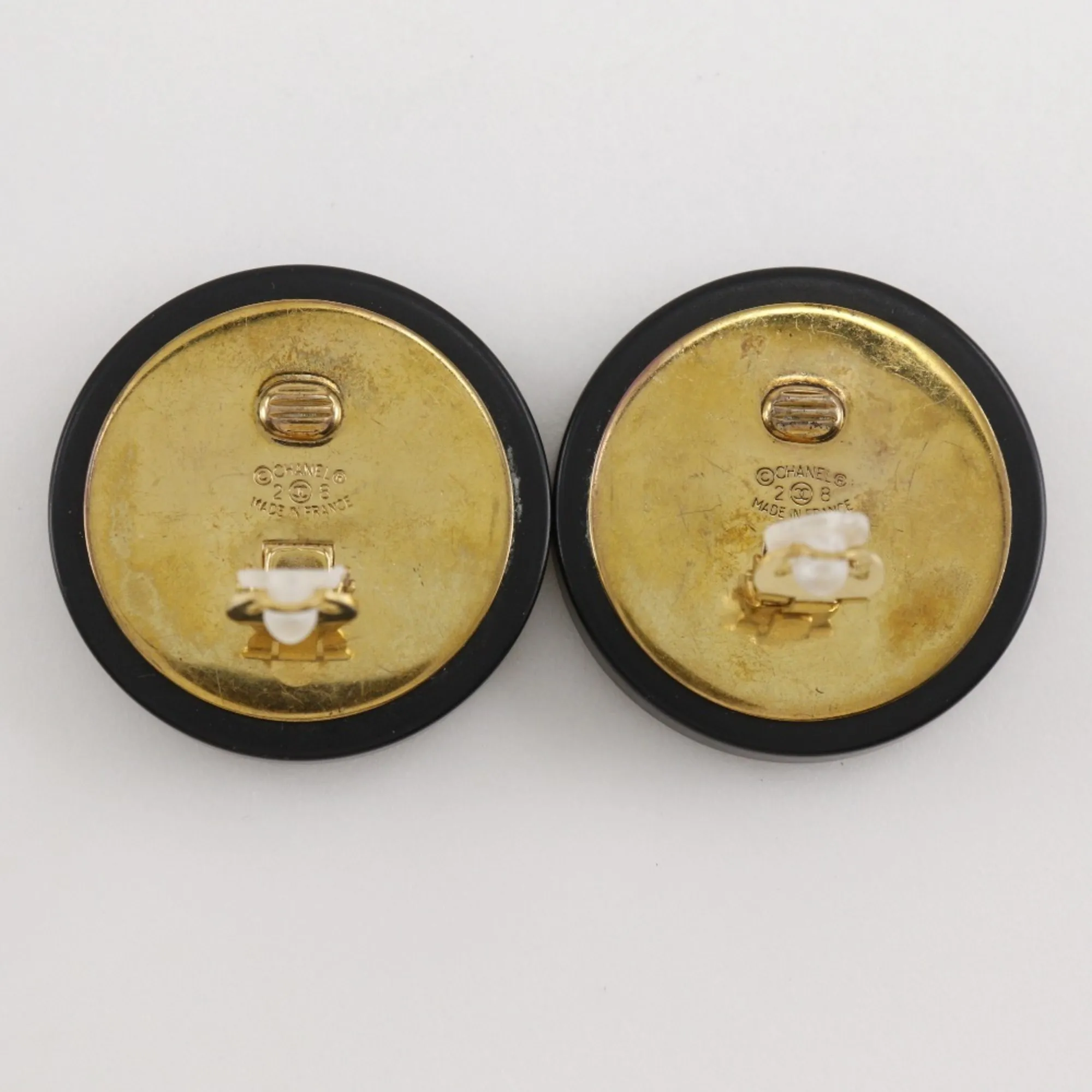 CHANEL Black Logo Earrings