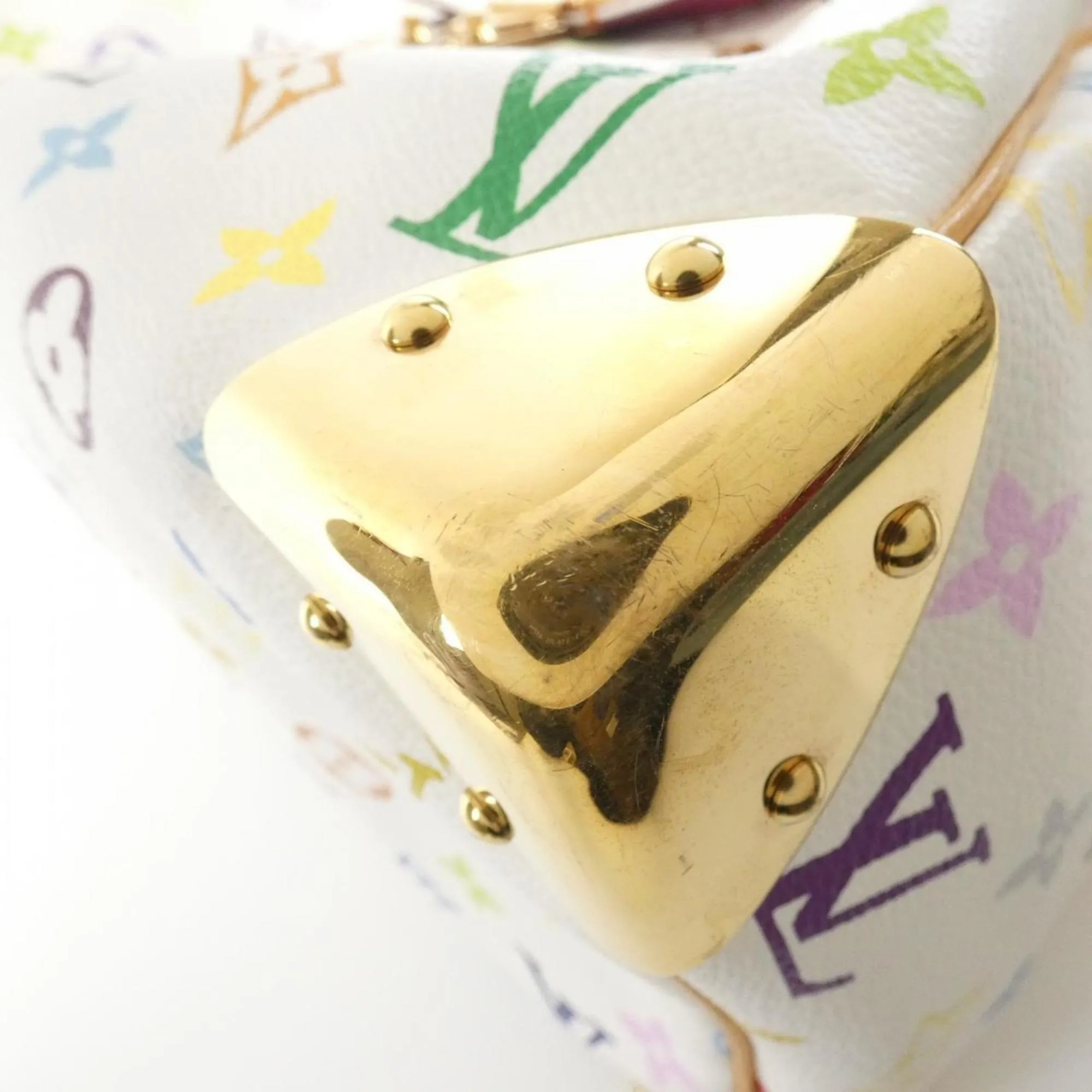 LOUIS VUITTON White Speedy 30 Boston Bag