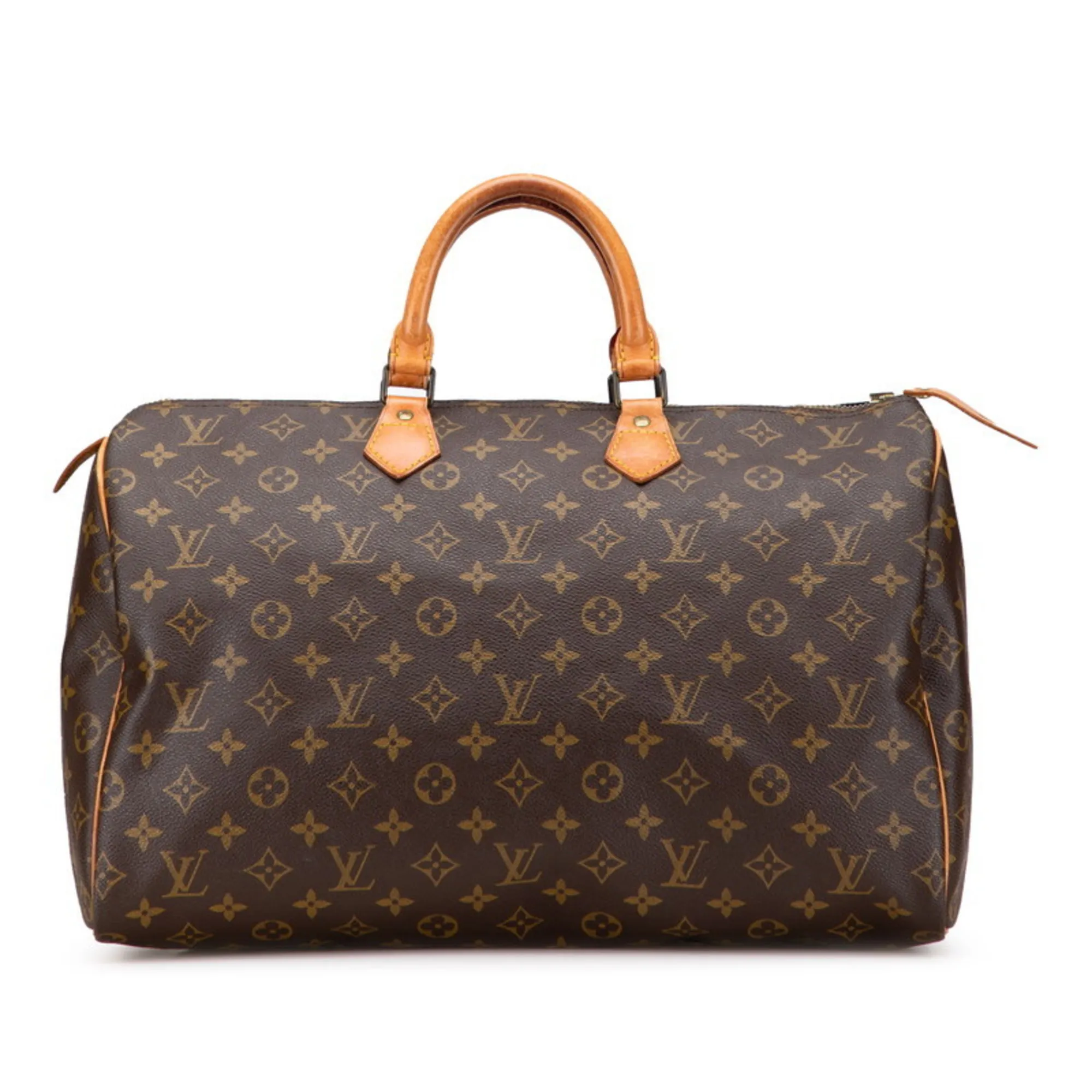 LOUIS VUITTON Brown Monogram Leather Speedy 40 Boston Bag