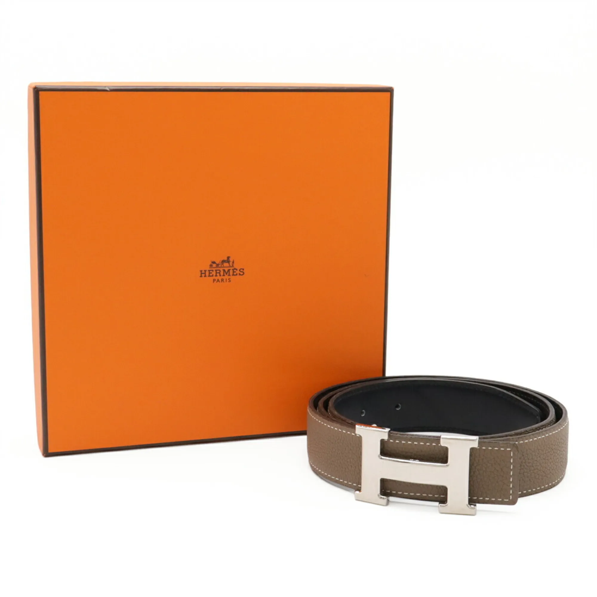 HERMES Black Leather Belt