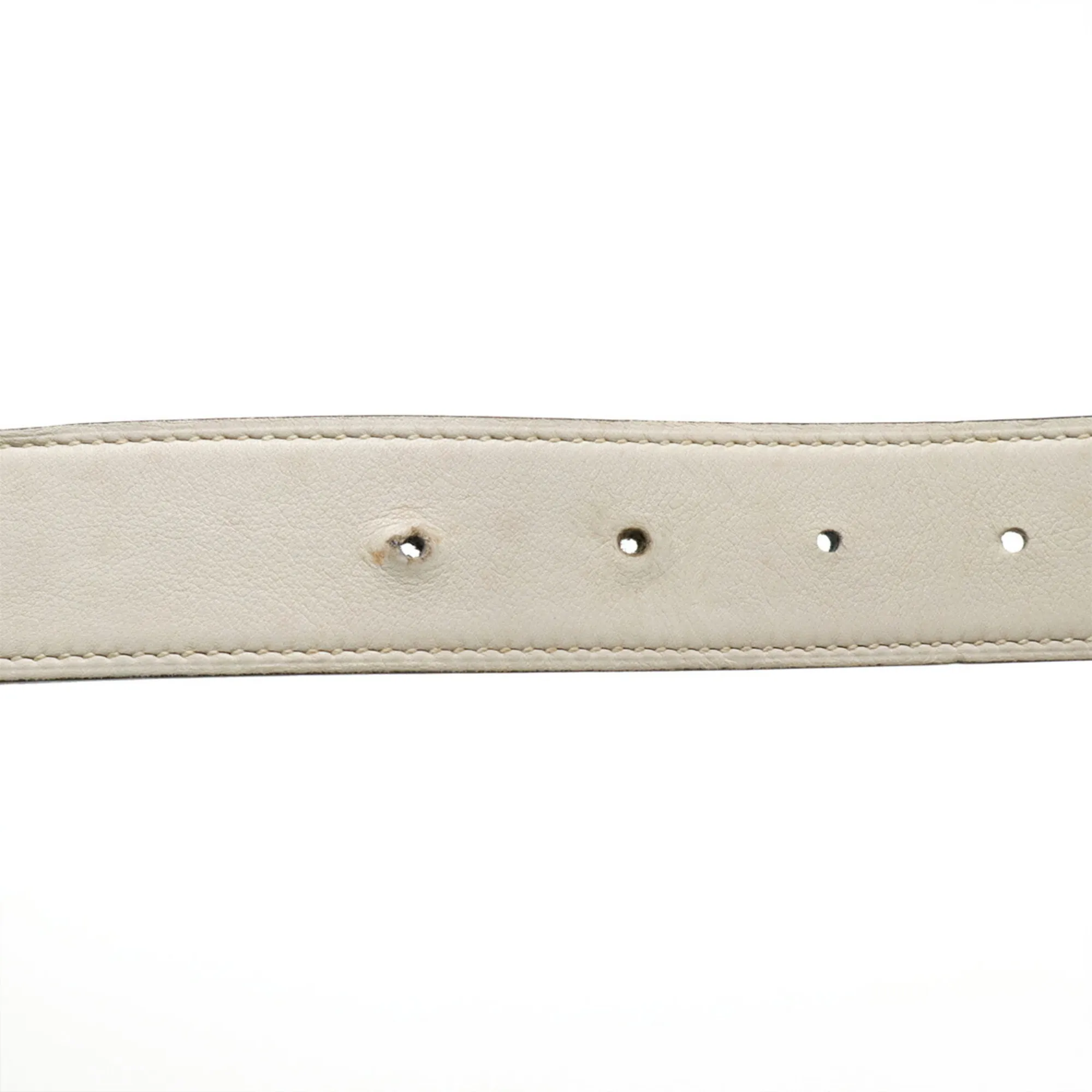HERMES White Leather Belt